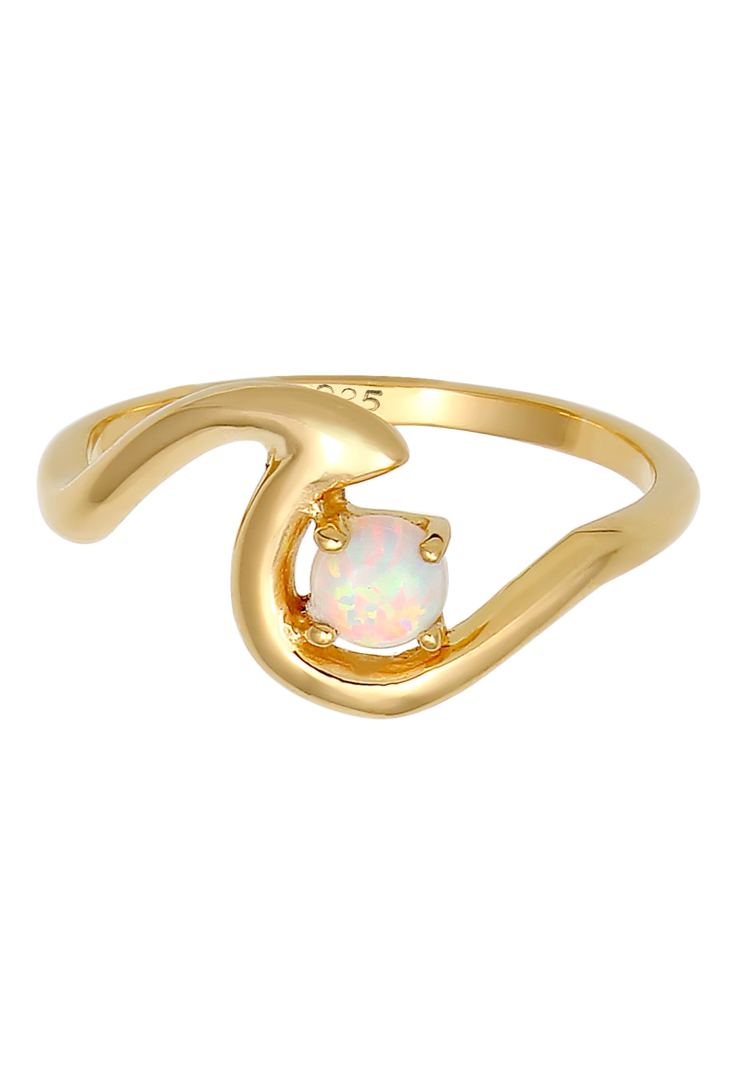 Elli Fingerring »Wellen Synthetischer Opal Weiß 925 Sterling Silber«