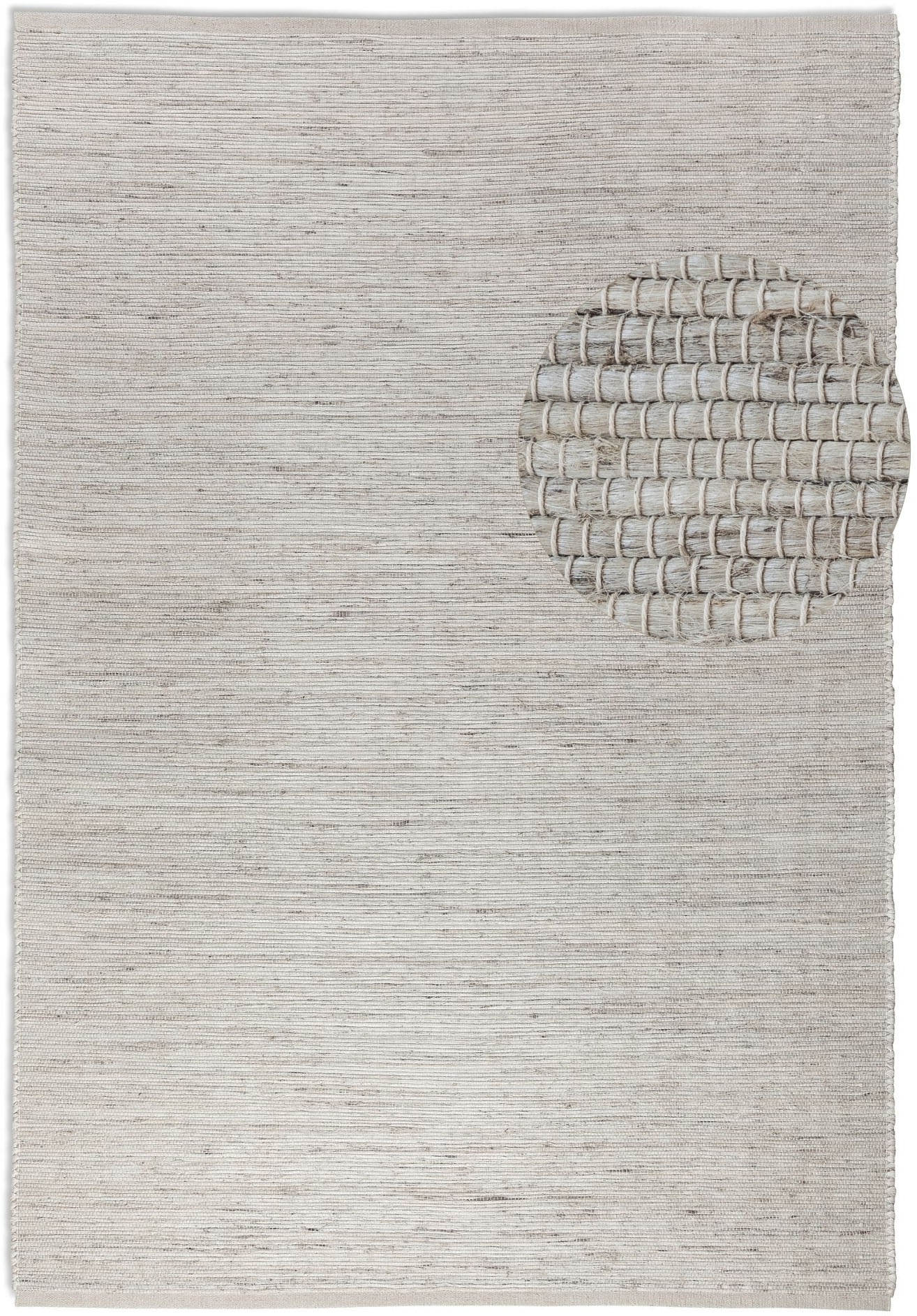 THE RUGS Handloom Jute Rug Dhaka Natural Jute Wool Cotton Woven Rug in White | Size: 190cm x 280cm