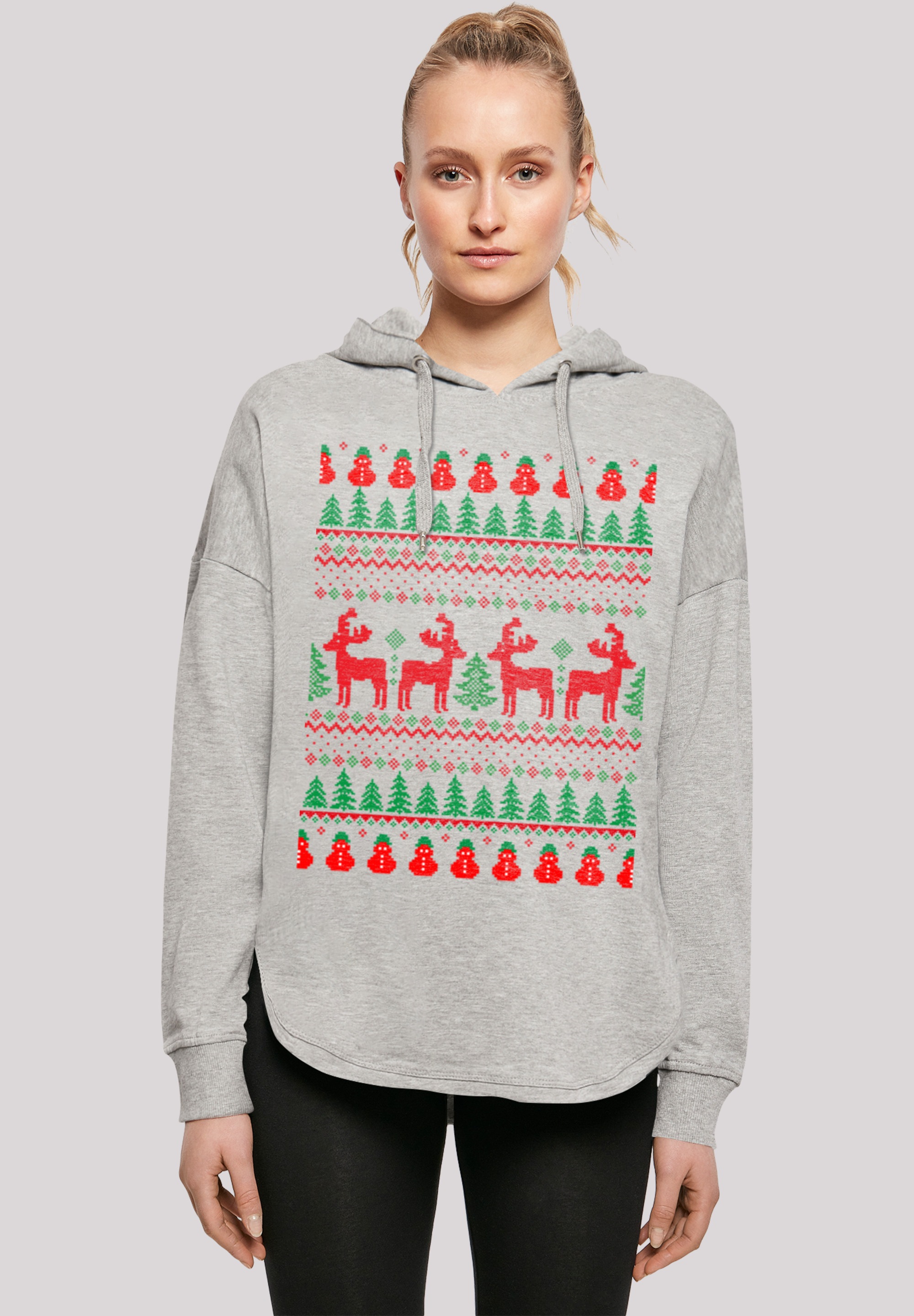 F4NT4STIC Kapuzenpullover "Christmas Reindeers Weihnachten Muster", Print