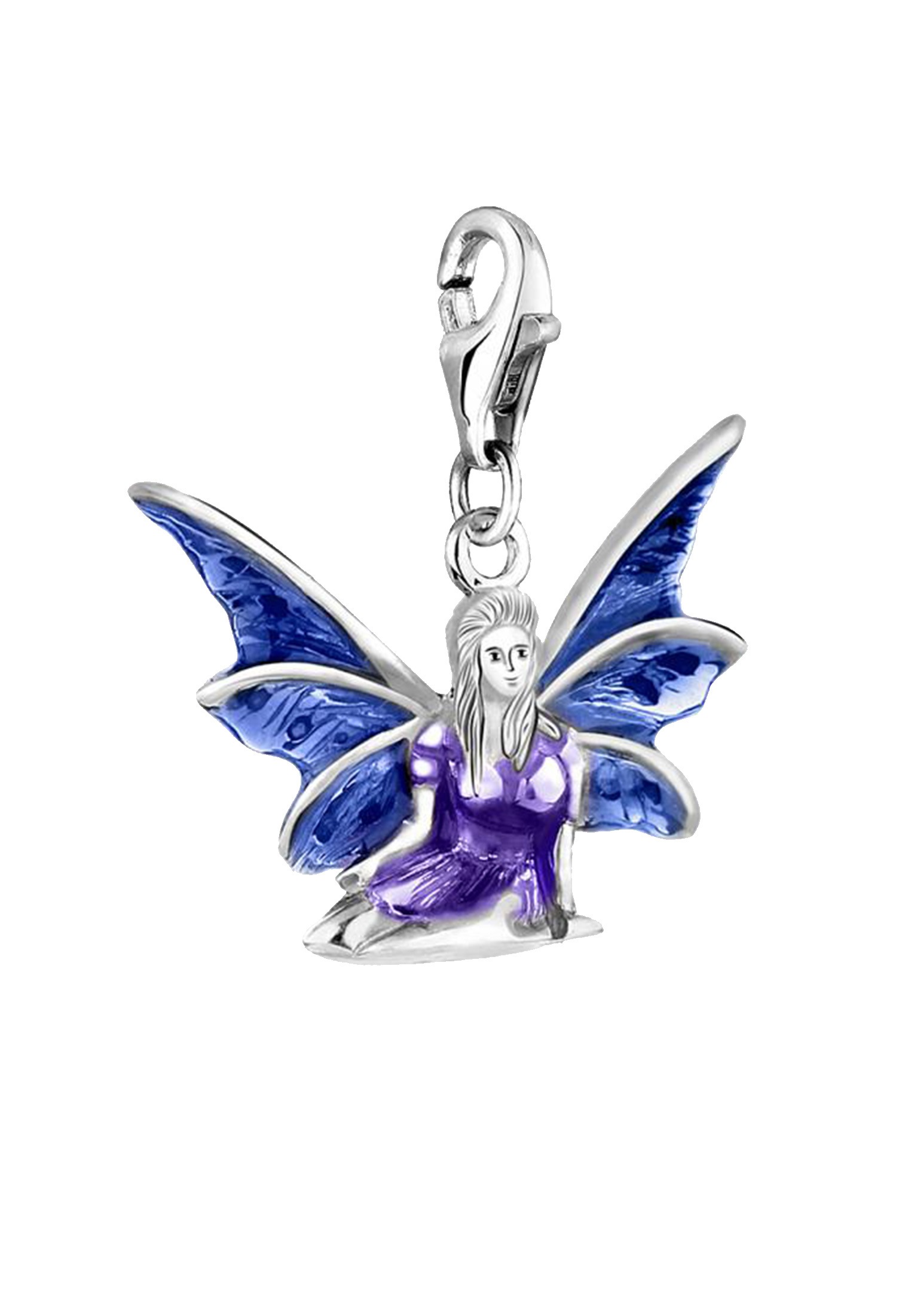Nenalina Charm-Einhänger »Elfe Emaille Fabel Märchen Lila Blau 925 Silber«