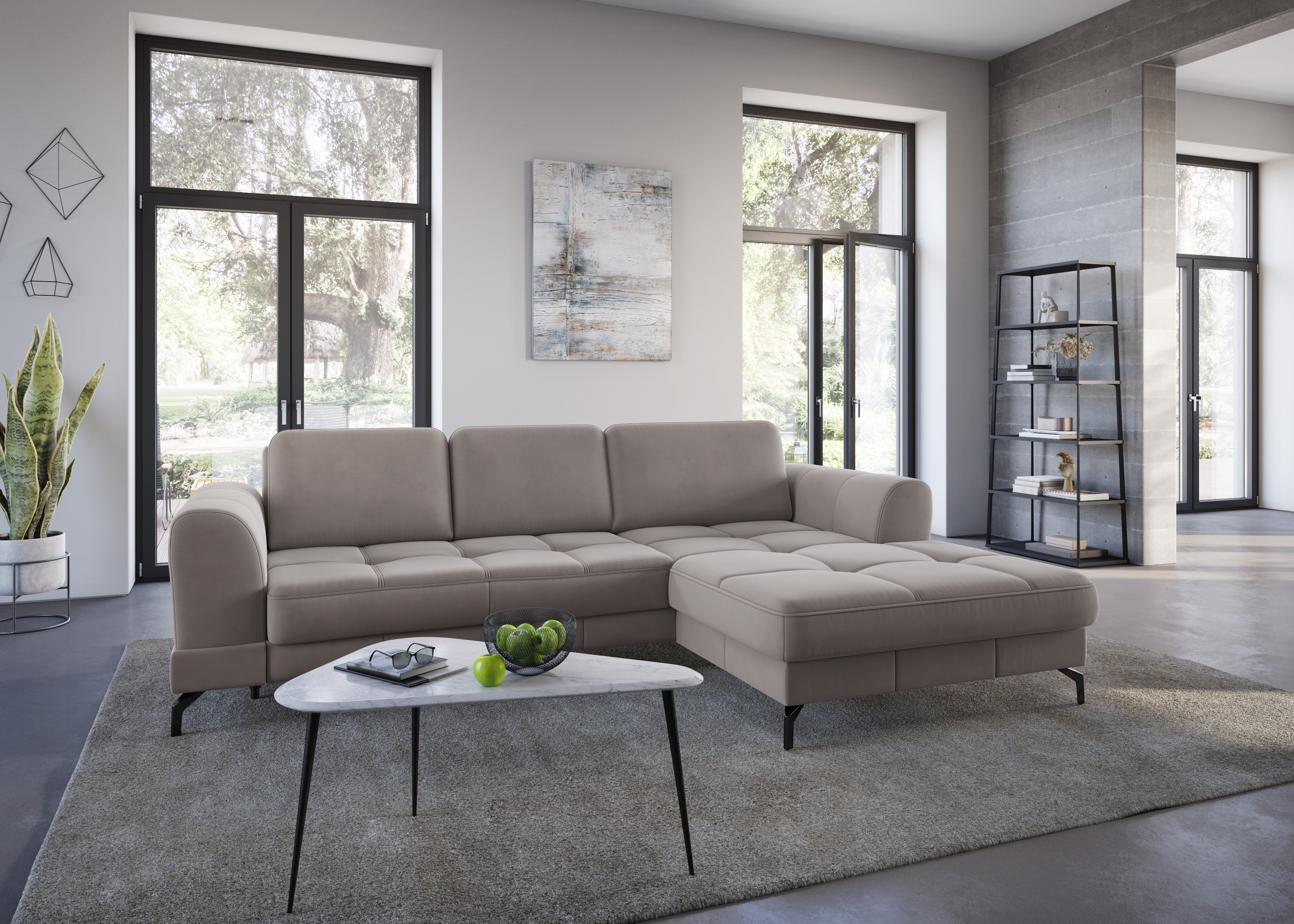 sit&more Ecksofa "Bendigo L-Form" inklusive Sitztiefenverstellung, Bodenfreiheit 12 cm, in 2 Fußfarben