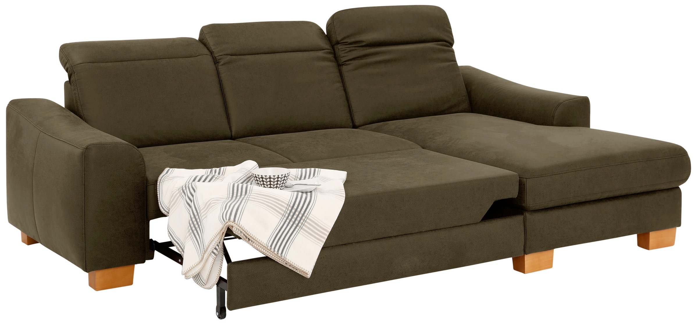Home affaire Ecksofa »Dundee L-Form«, wahlweise mit Kopfteilverstellung und zusätzlich mit Bettfunktion