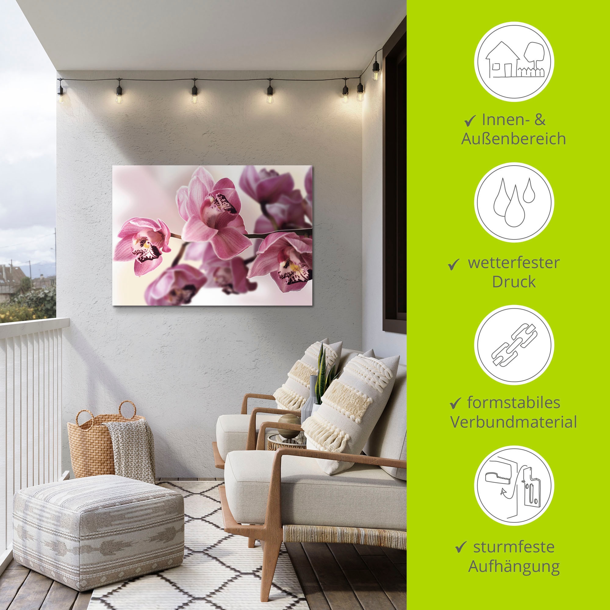 Artland Wandbild »Rosa Orchidee«, Blumenbilder, (1 St.), als Alubild, Outdoorbild, Leinwandbild, Poster, Wandaufkleber