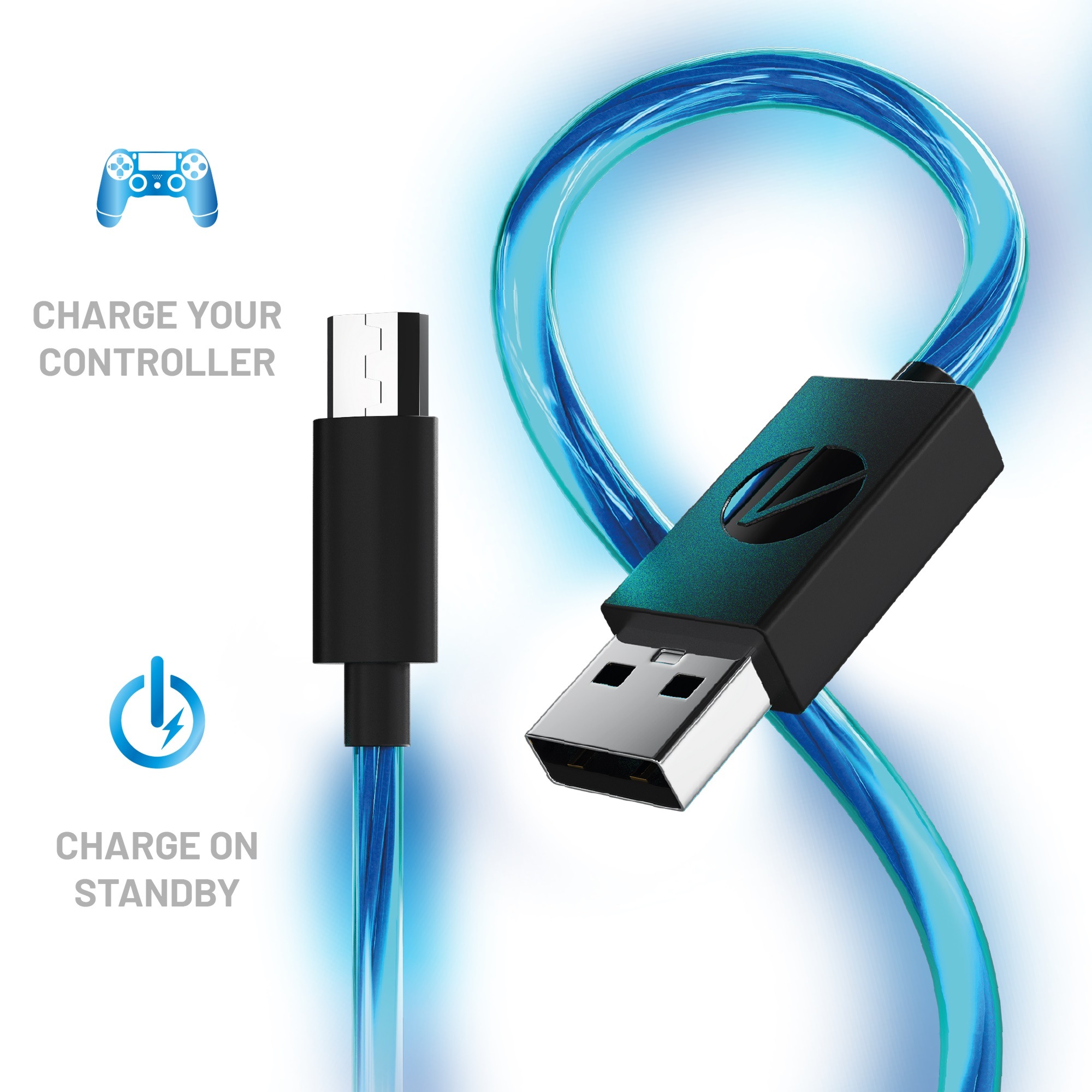 Stealth USB-Kabel »USB Kabel Doppelpack (2x 2m) Play&Charge mit LED Beleuchtung«, Micro-USB, 200 cm, Beleuchtung