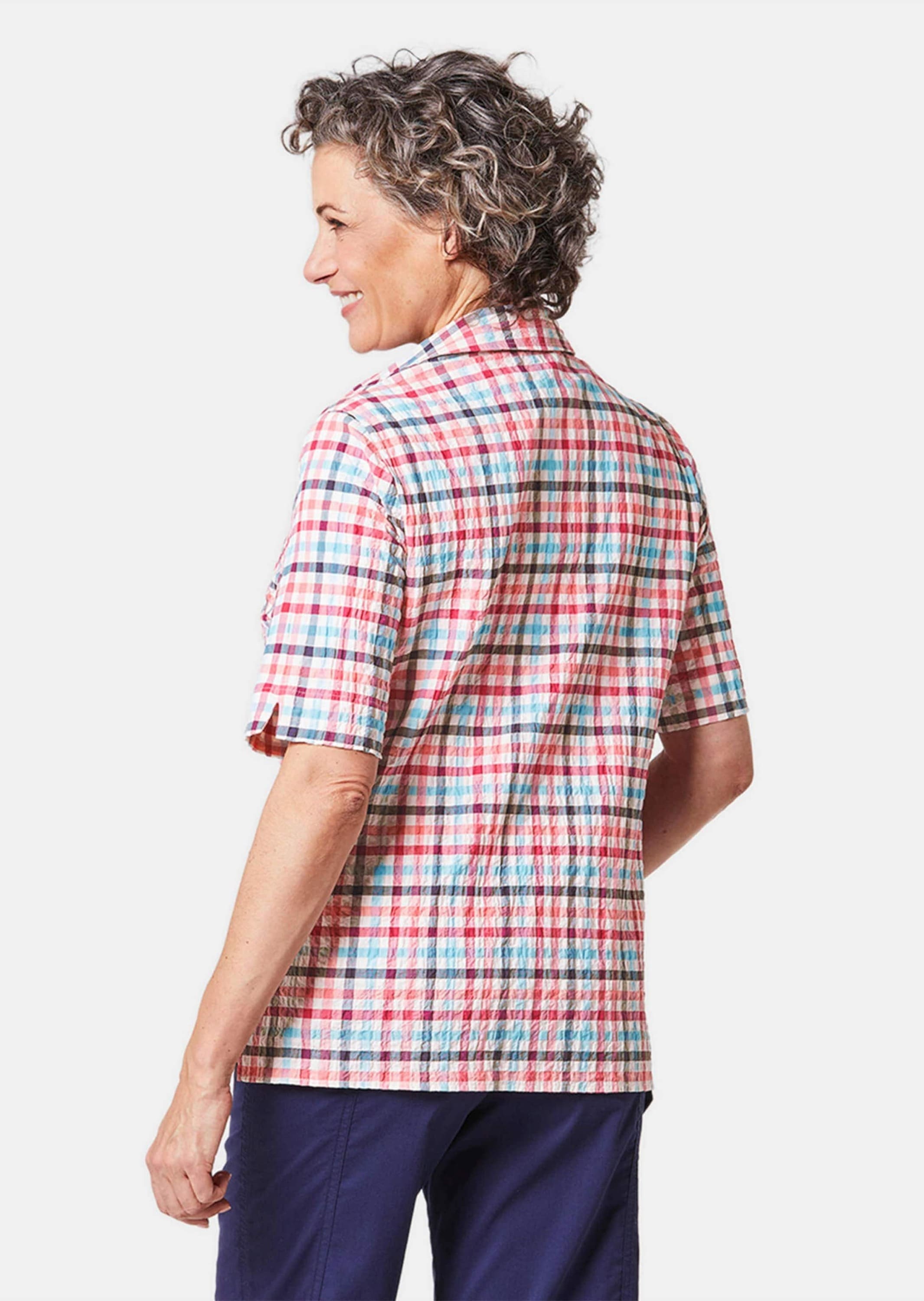 GOLDNER Kurzarmbluse »Seersucker-Bluse Wander-Bluse in Seersucker Qualität«
