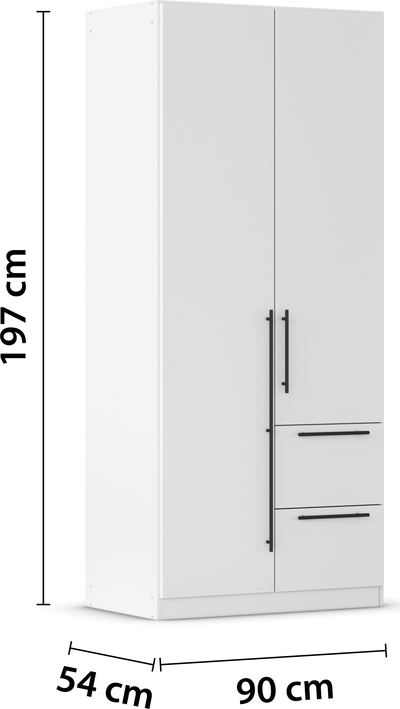 rauch Kleiderschrank »Drehtürenschrank Schrank Garderobe Wäscheschrank Schlafzimmer AVOLA«, (in 3 verschiedenen Ausstattungen BASIC/CLASSIC/PREMIUM), mit hochwertigen Stangengriffen aus Metall in Schwarz MADE IN GERMANY