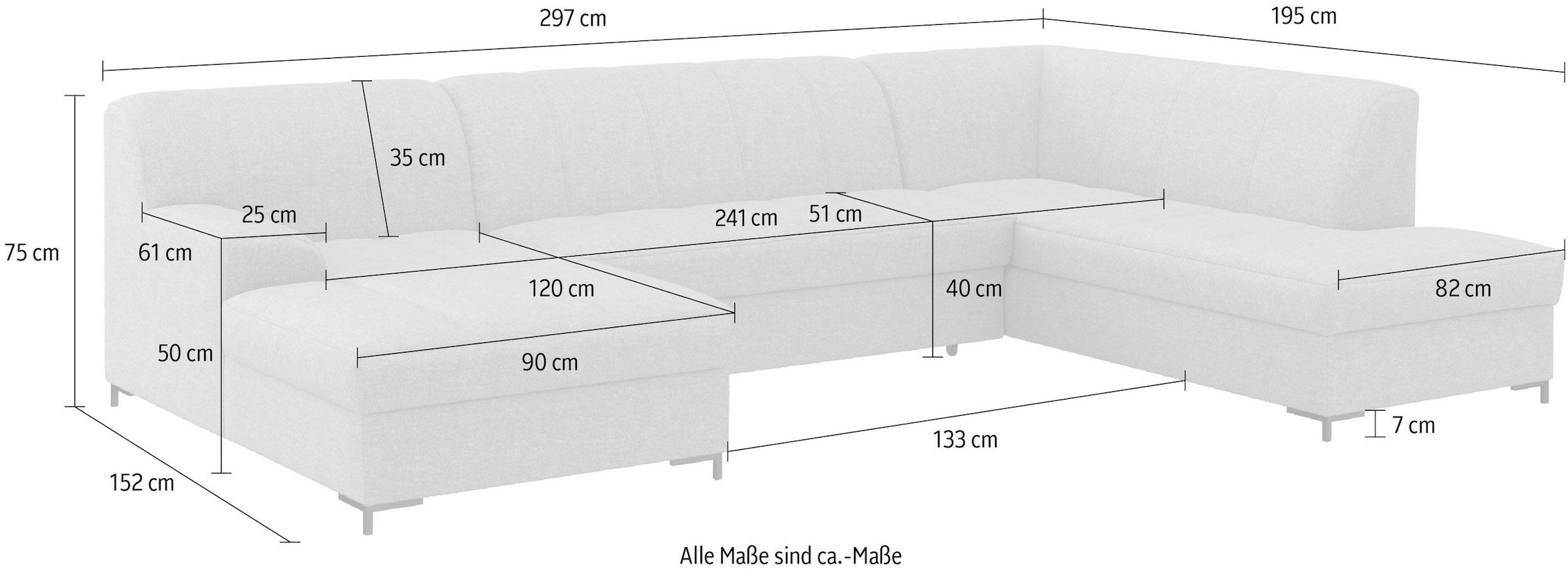 INOSIGN Wohnlandschaft »Balme U-Form«, Inkl. Zierkissen, wahlweise mit Bettfunktion
