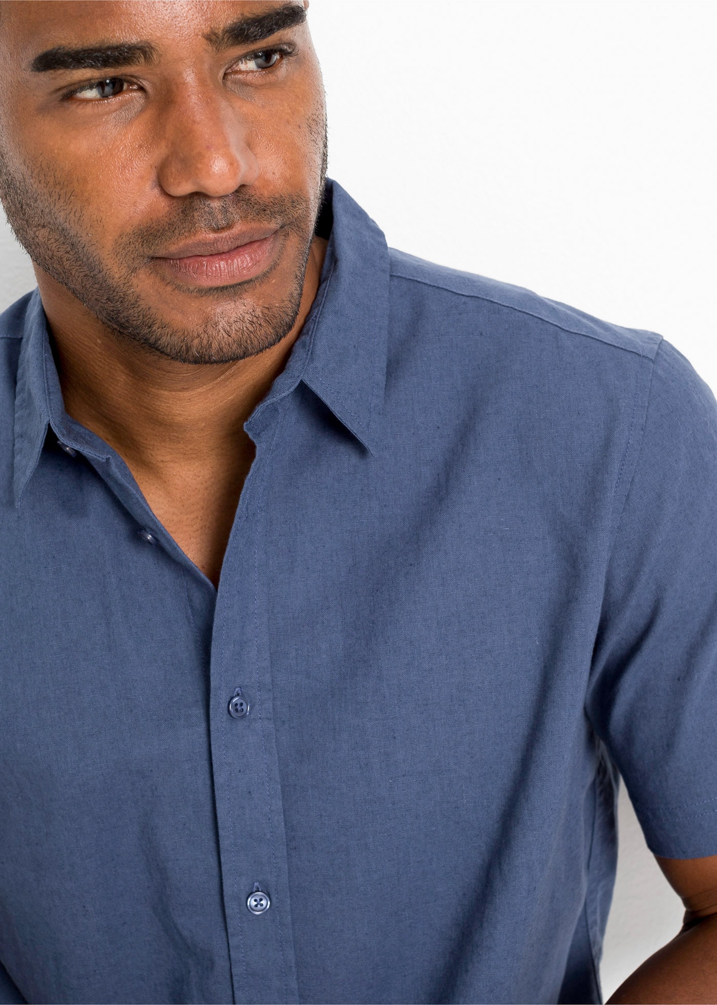 bonprix Kurzarmhemd Regular Fit, aus Leinen-Baumwoll-Mix, mit kurzem Arm, Kentkragen