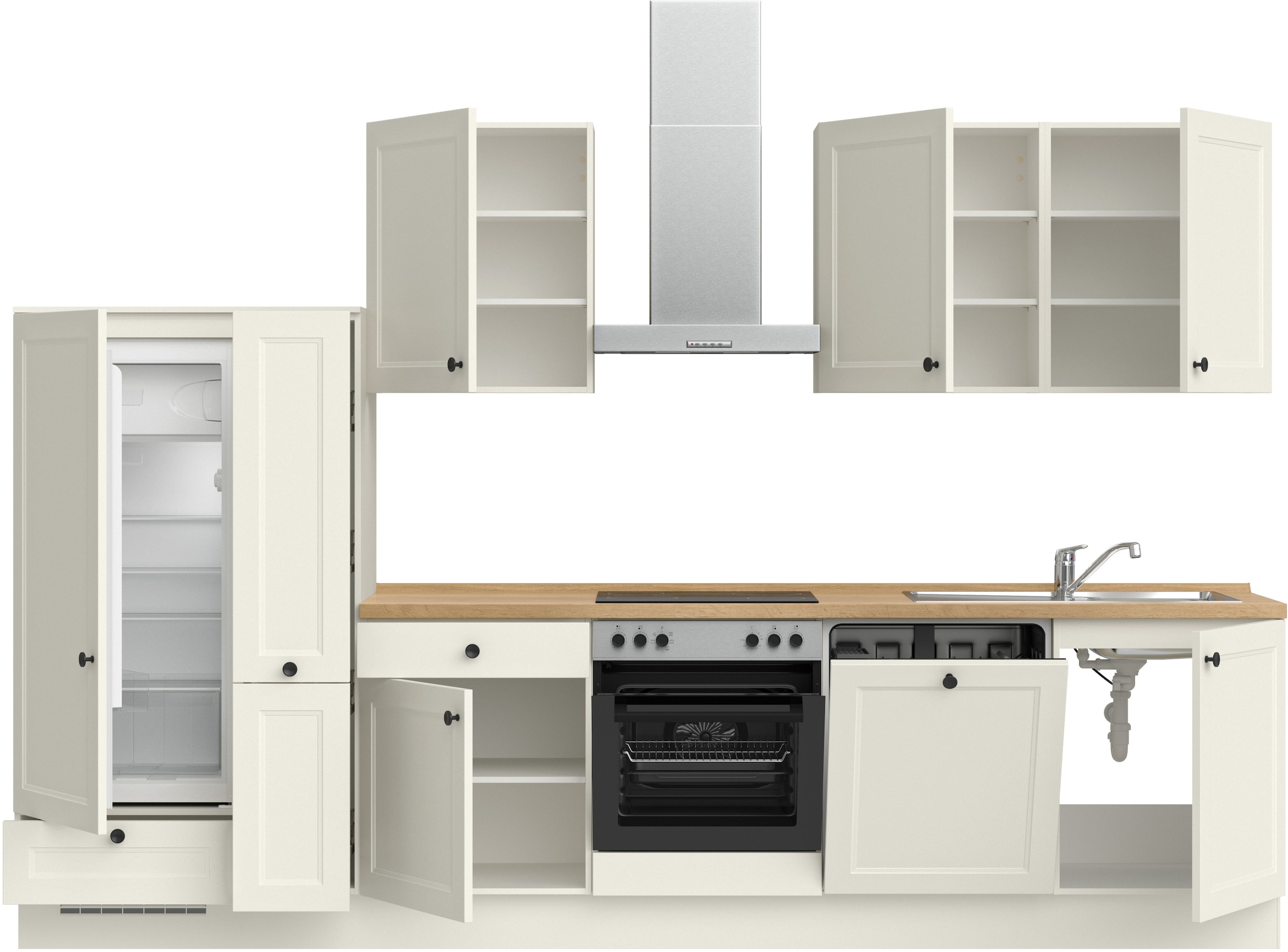 nobilia® Küchenzeile »"Cascada I"«, vormontiert, Ausrichtung wählbar, Breite 330 cm, wahlw. mit E-Geräten