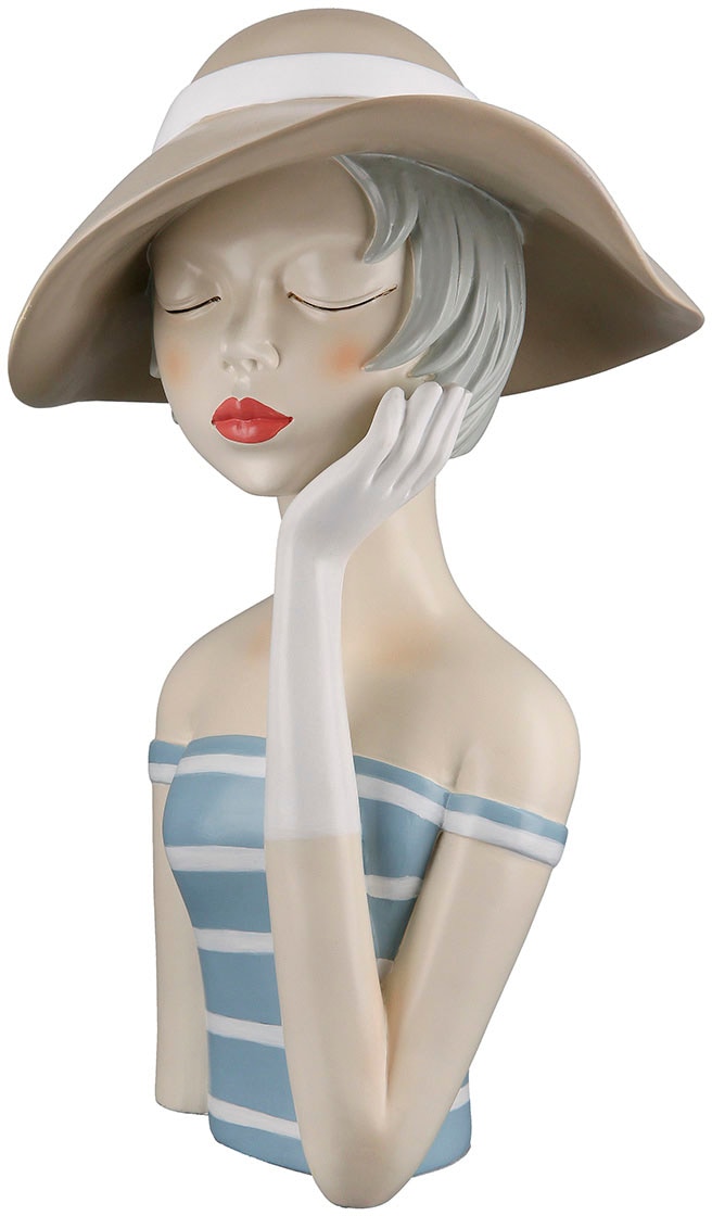 GILDE Dekofigur "Figur Lady" Gestreiftes Sommerkleid, maritimer Look, Skulptur mit Hut