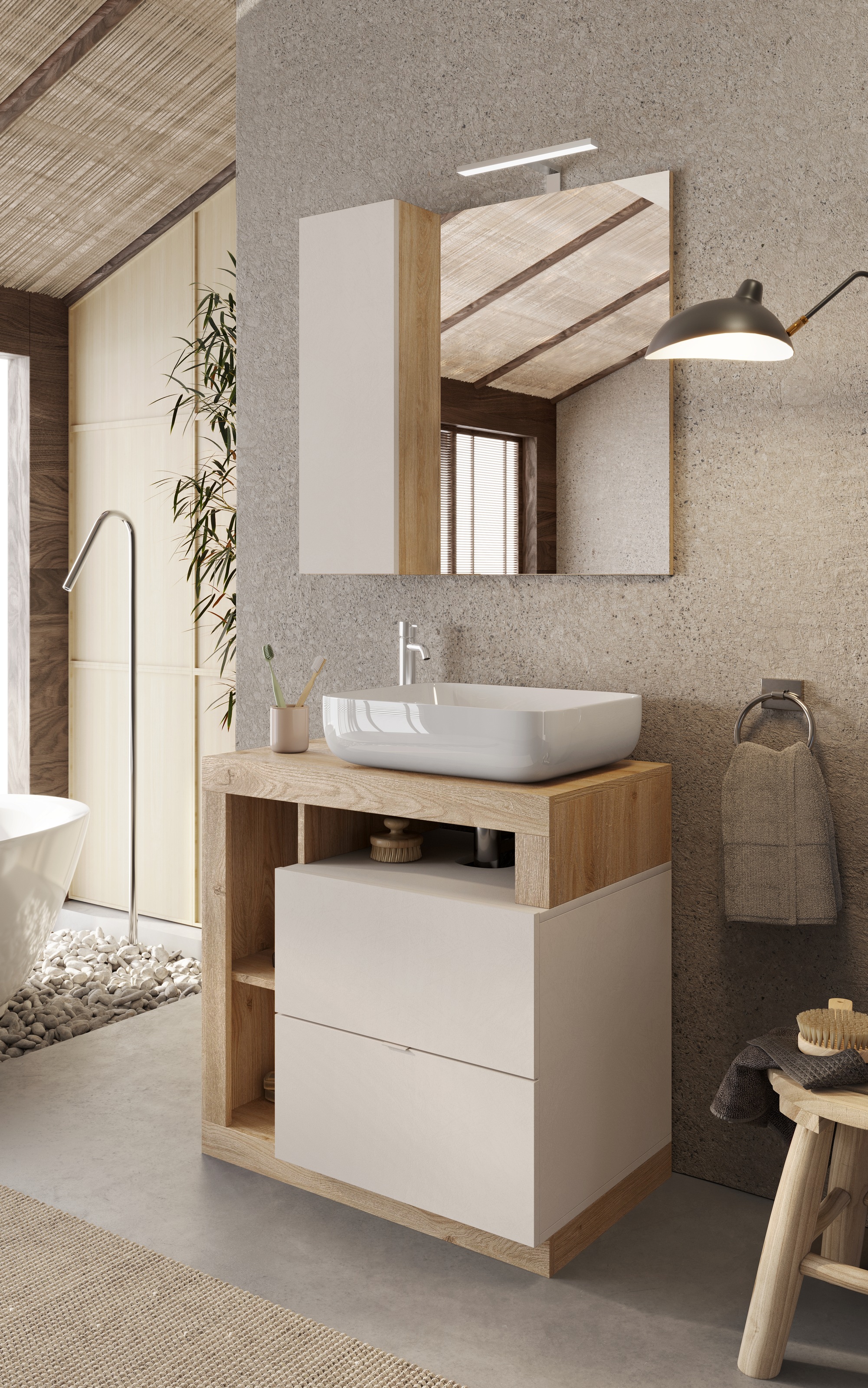 Thumbnail - welltime Badmöbel-Set "Hamburg, Badezimmerset 2tlg. Breite 79 cm, Badmöbel, Waschtisch inkl." Spar-Set, 2 Stk. tlg.