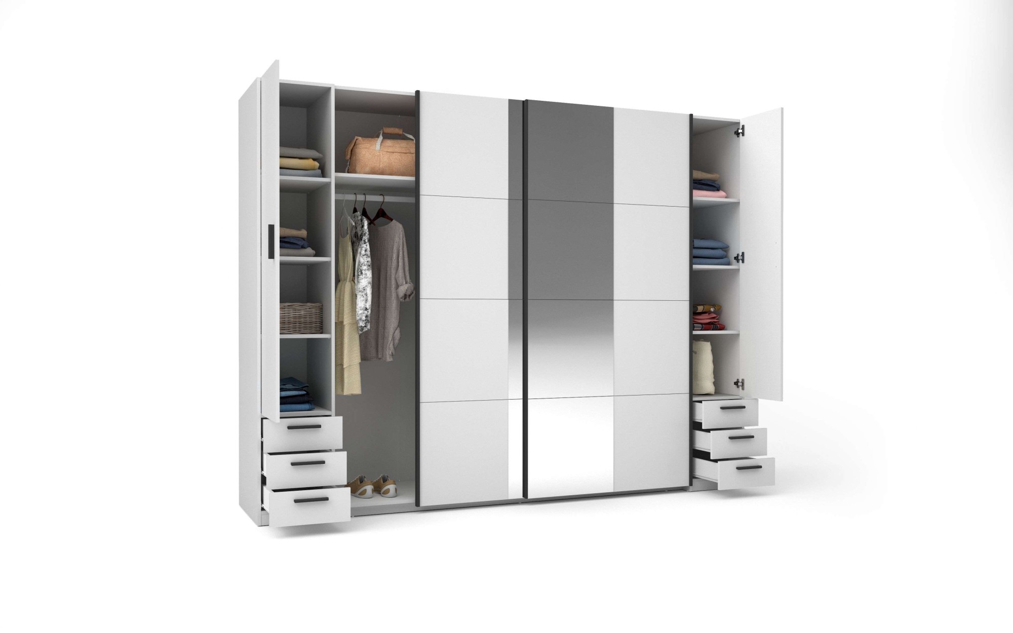 INOSIGN Kleiderschrank »Antioch, FSC-zertifiziert, mit Dreh-UND Schiebetüren«, (B/T/H 270/61,4/207cm, inklusive Einlegeböden und Kleiderstangen), mit oder ohne Spiegel und Schubladen - YOUR Choice