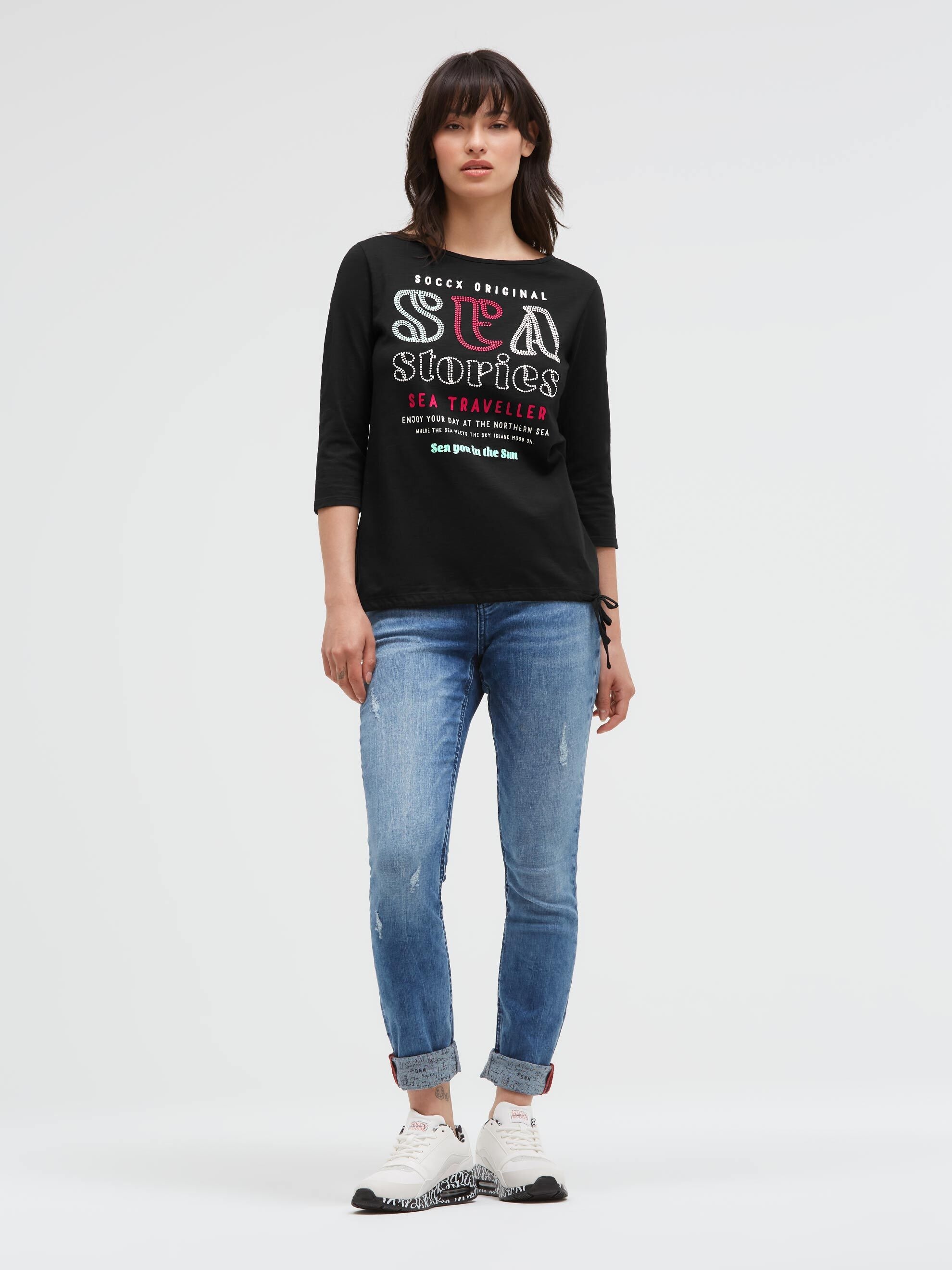 SOCCX 3/4-Arm-Shirt mit U-Boot-Ausschnitt