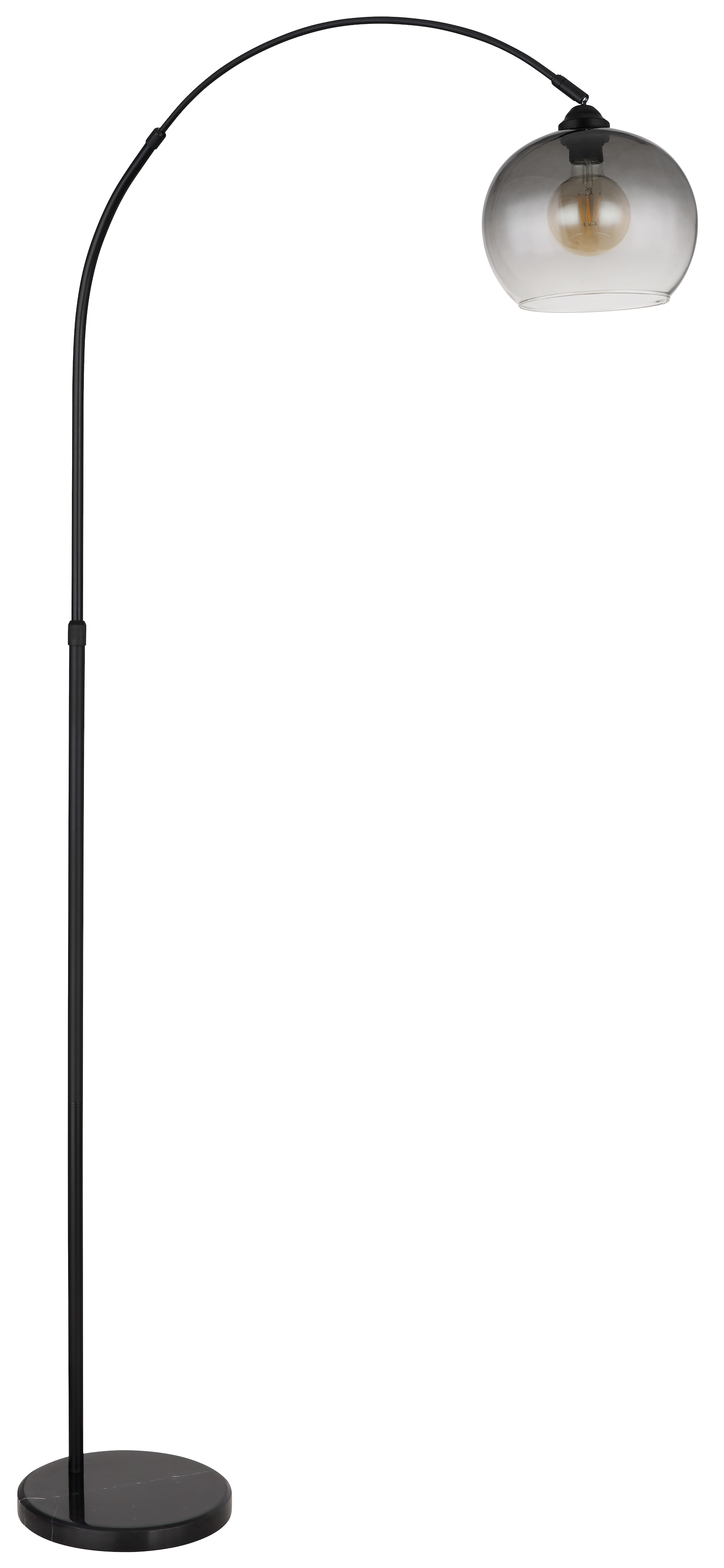 GLOBO LIGHTING Stehlampe »NEWCASTLE« E27 1 Stk. Stehleuchte Schwarz/Marmor, Rauchglas, höhenverstellbar, E27