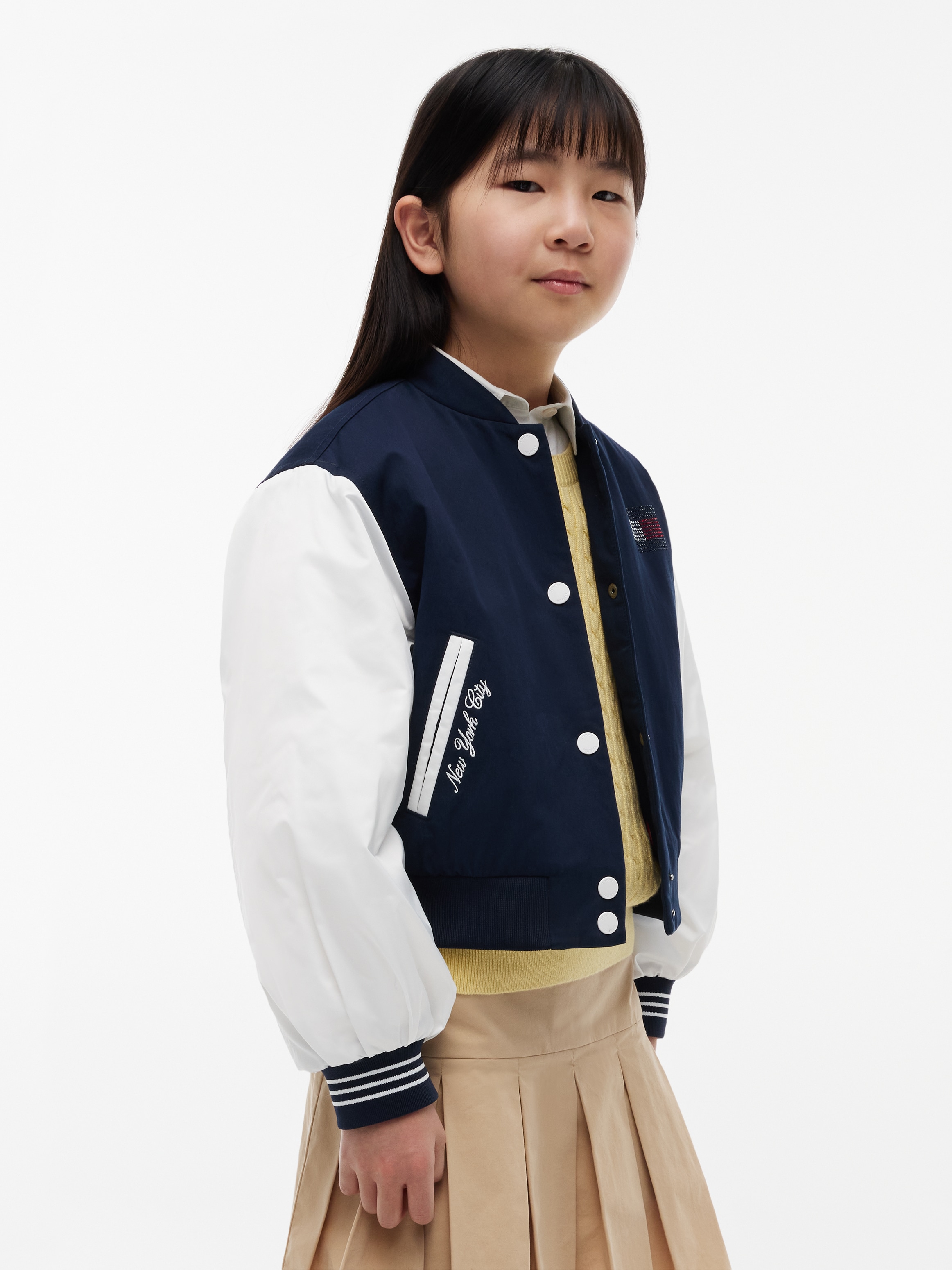 Tommy Hilfiger Bomberjacke Glitzer-Logo, Kinder bis 16 Jahre, Baumwoll-Mix