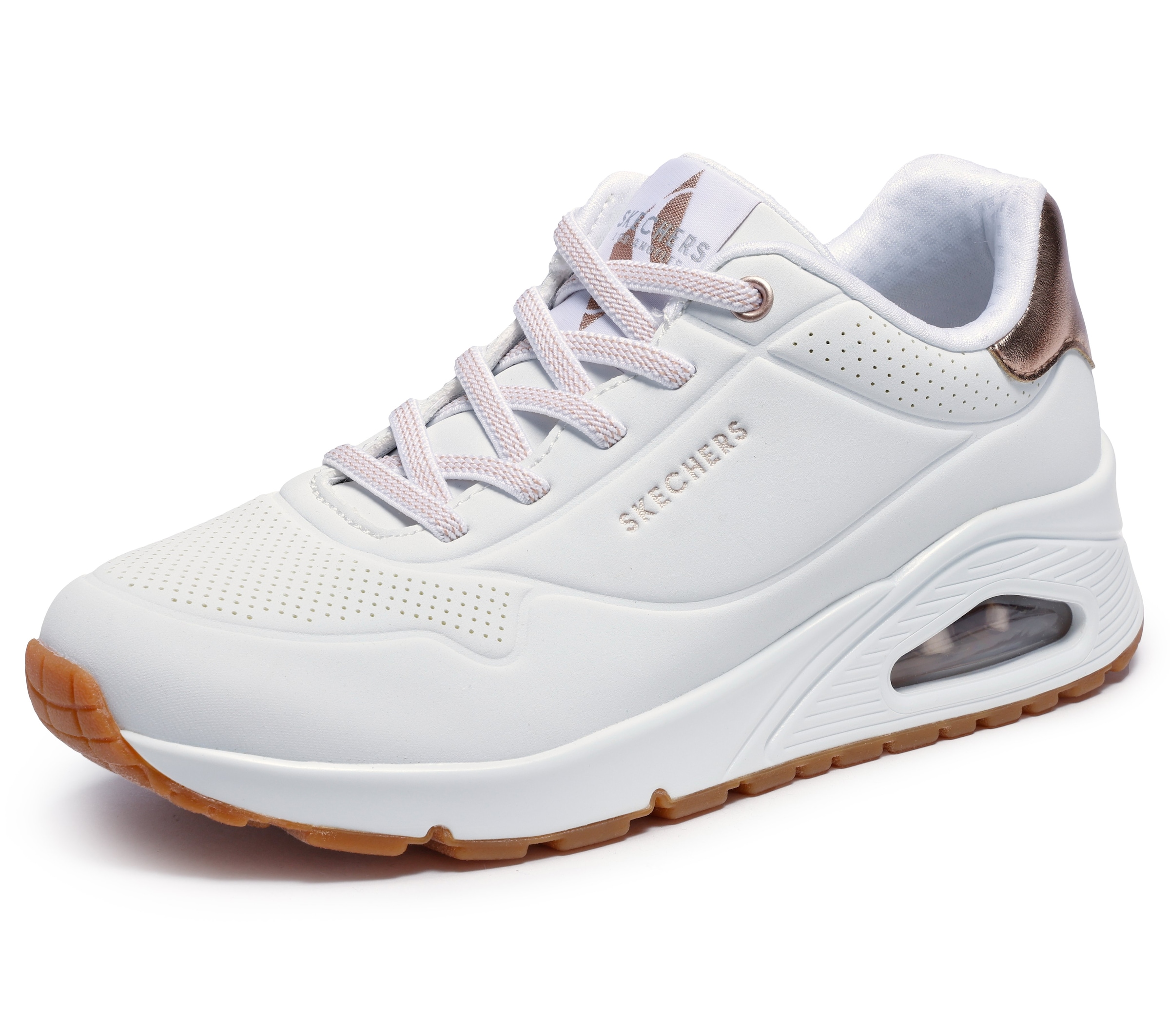 Skechers Slip-On Sneaker »UNO SHIMMER AWAY«  Slipper, Freizeitschuh, Plateausneaker mit modischem Keilabsatz