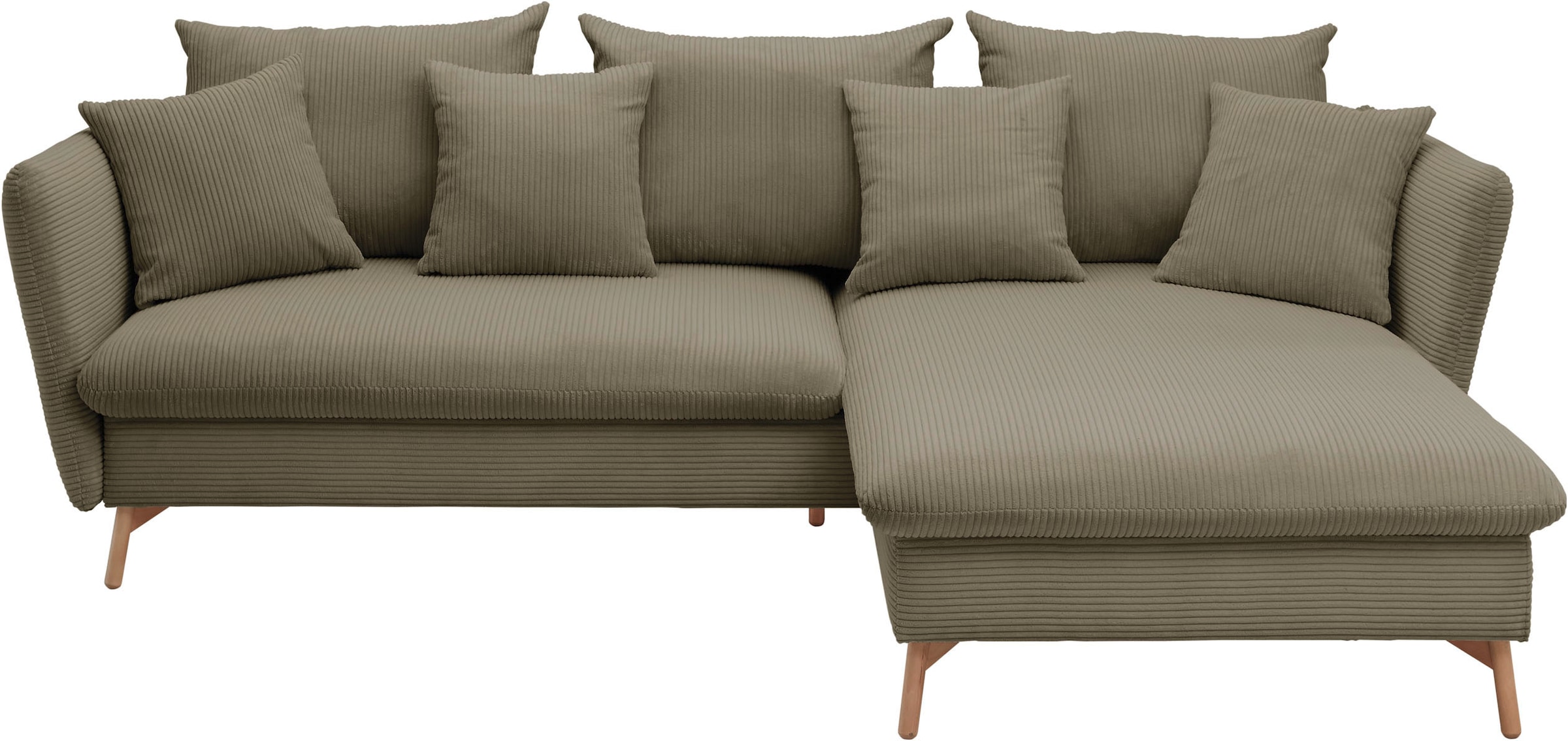 andas Ecksofa »MERLE, 258 cm, L-Form, Cord,«, mit Schlaffunktion, Liegefläche 224 x 139 cm und Bettkasten