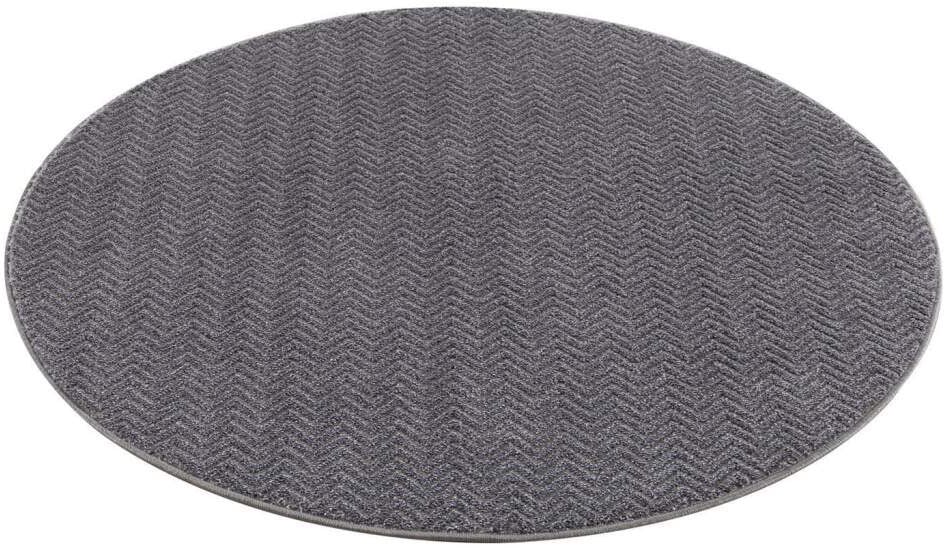 Carpet City Teppich »Friseé-Teppich FANCY805«, rund, 12 mm Höhe, Kurzflor, Einfarbig, 3D-Optik, Zickzack Look
