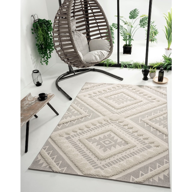 merinos Teppich »Kayra 54062«, rechteckig, Hoch Tief Struktur, Boho Style,  Scandic, In- Outdoor geeignet | BAUR