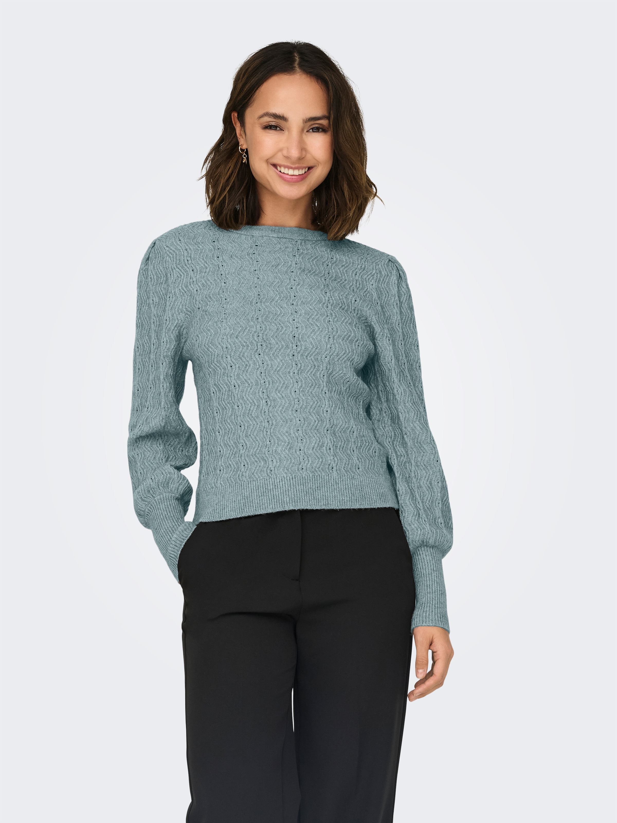 ONLY Rundhalspullover "ONLKATIA LS STRUC PUFF ONECK CC KNT" Materialmix, re günstig online kaufen