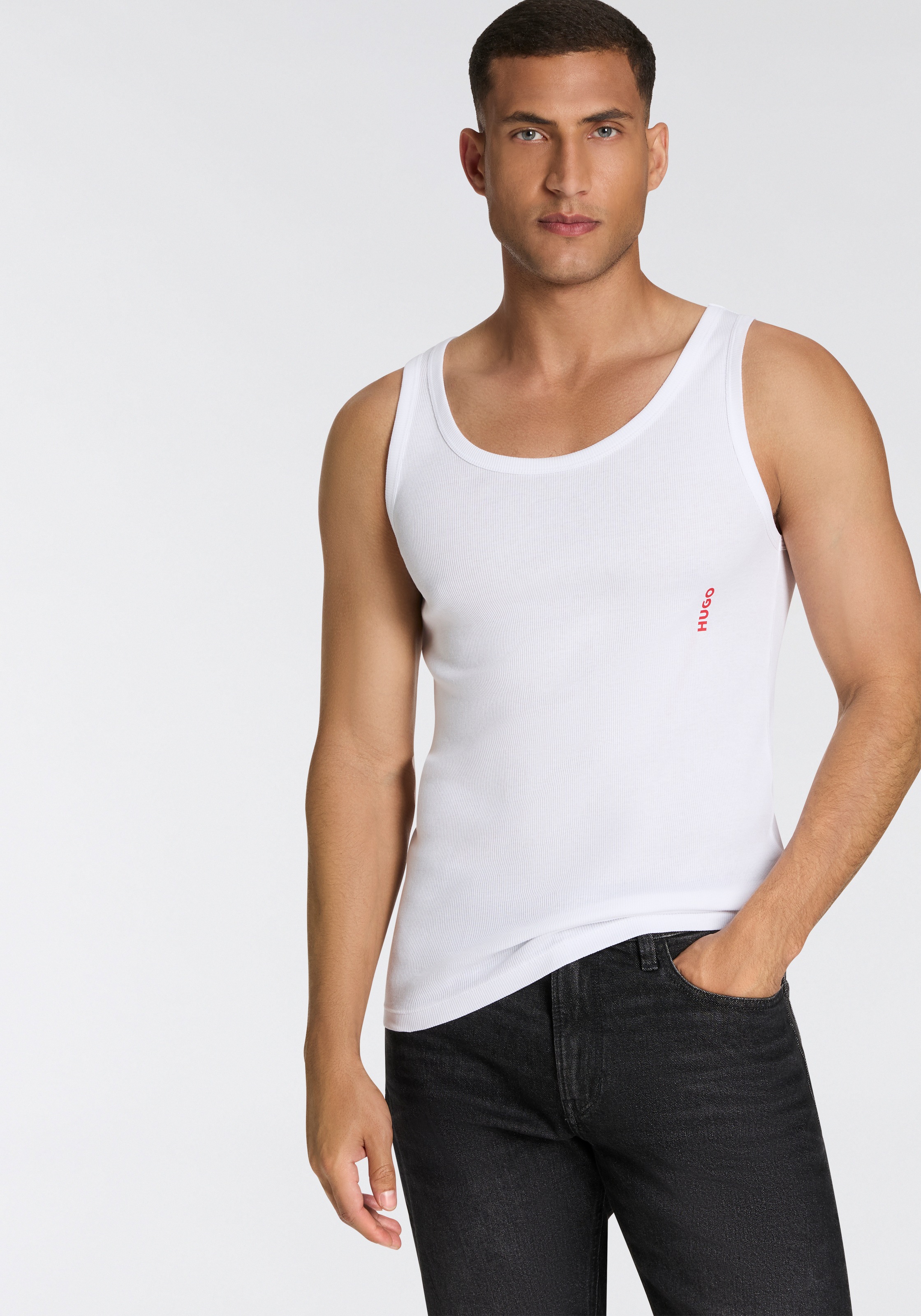 HUGO Underwear Ripptanktop, (Packung, 3 tlg., 3er), Basic, Rundhals günstig online kaufen
