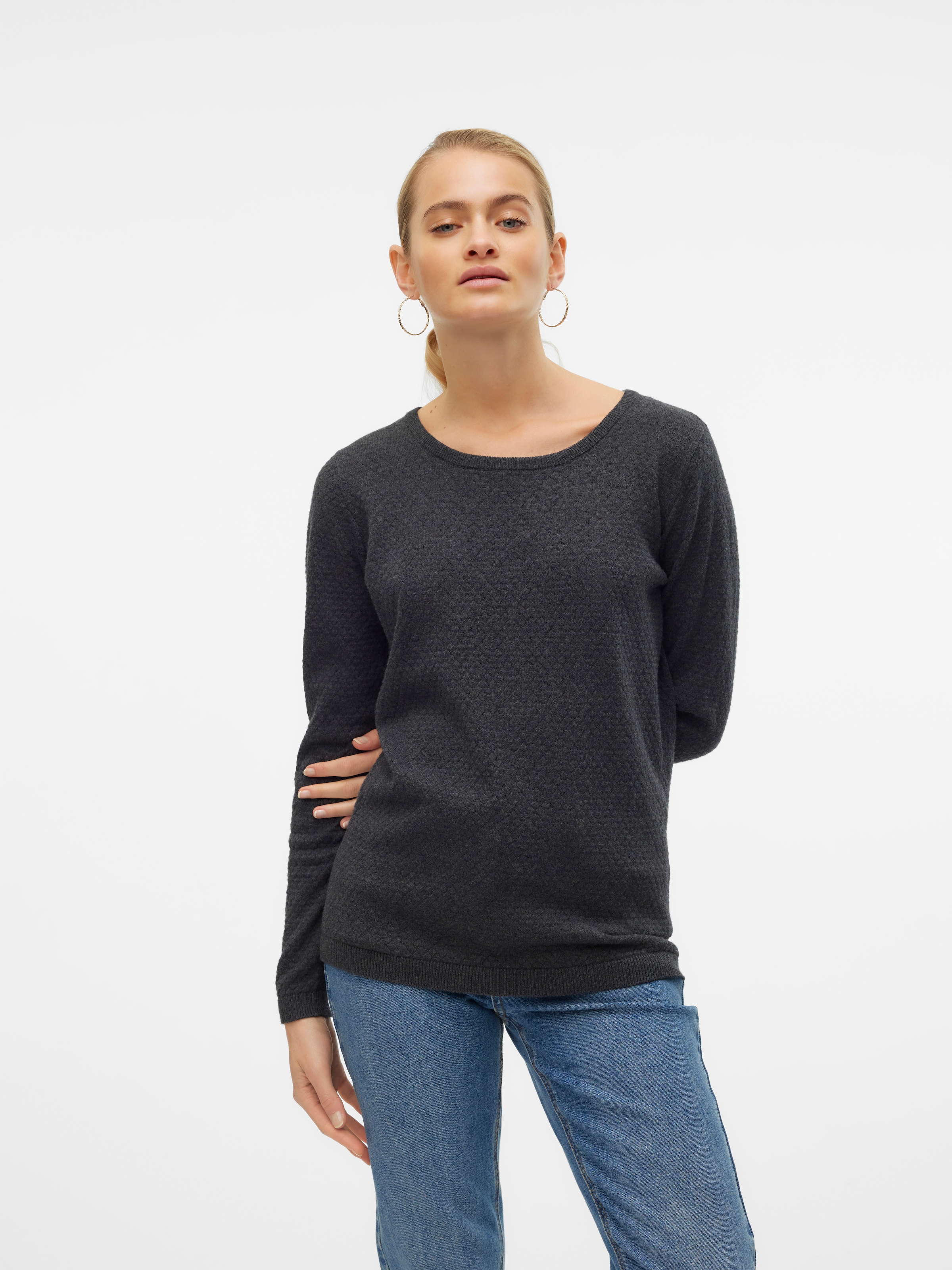 Vero Moda Rundhalspullover "VMCARE STRUCTURE LS O-NECK BLOUSE" aus Bio-Baum günstig online kaufen