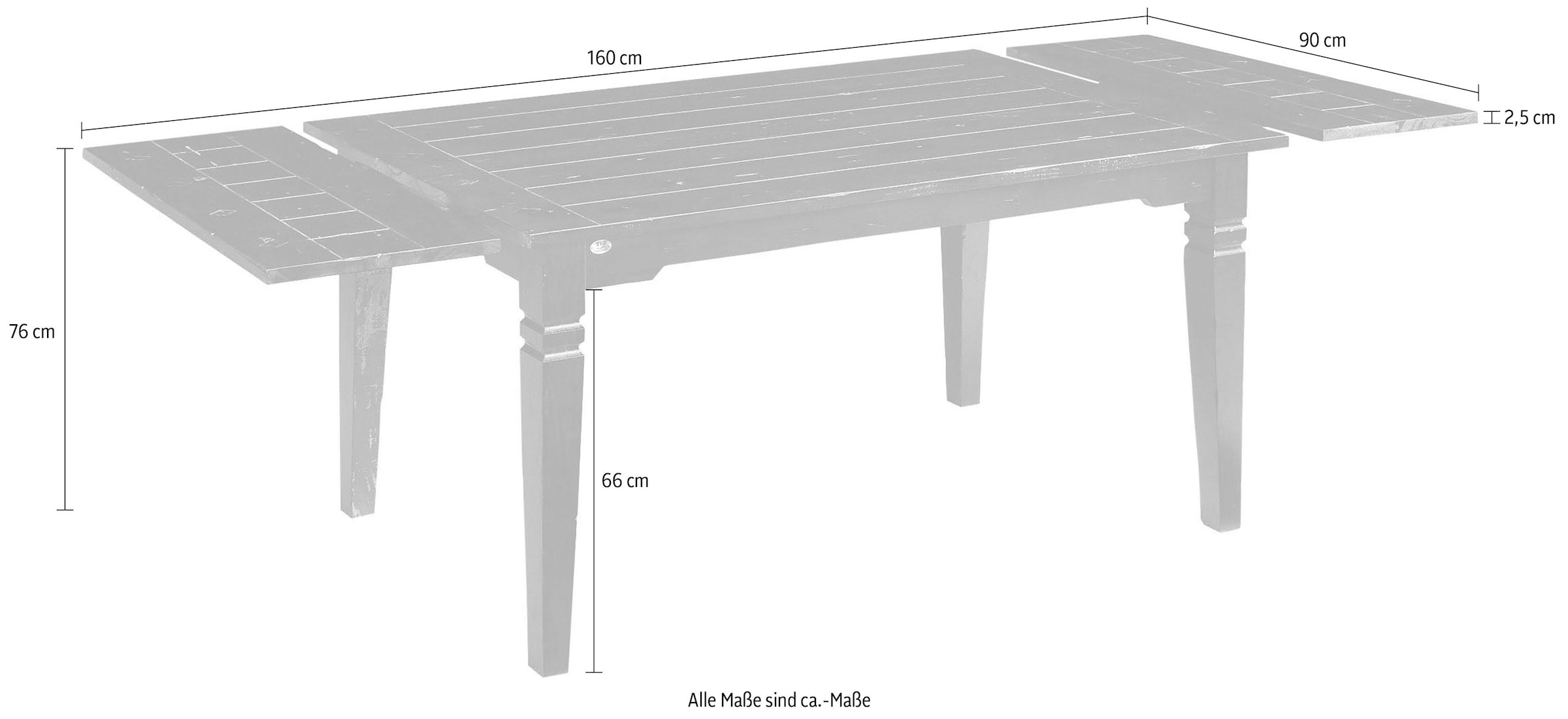 SIT Esstisch »Samba«, mit Ansteckplatten, cm 160 Breite | BAUR