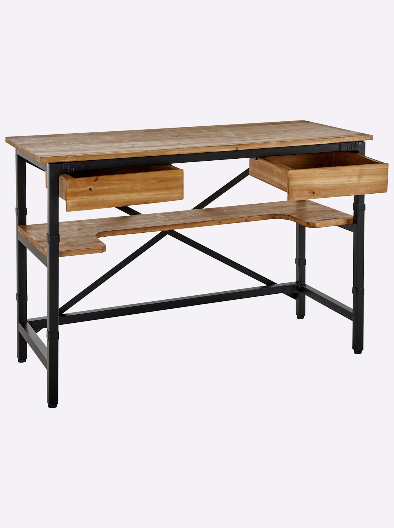 Schreibtisch HEINE HOME, schwarz (natur, schwarz), B:120cm H:78cm T:48cm, Tische, Schreibtisch 3