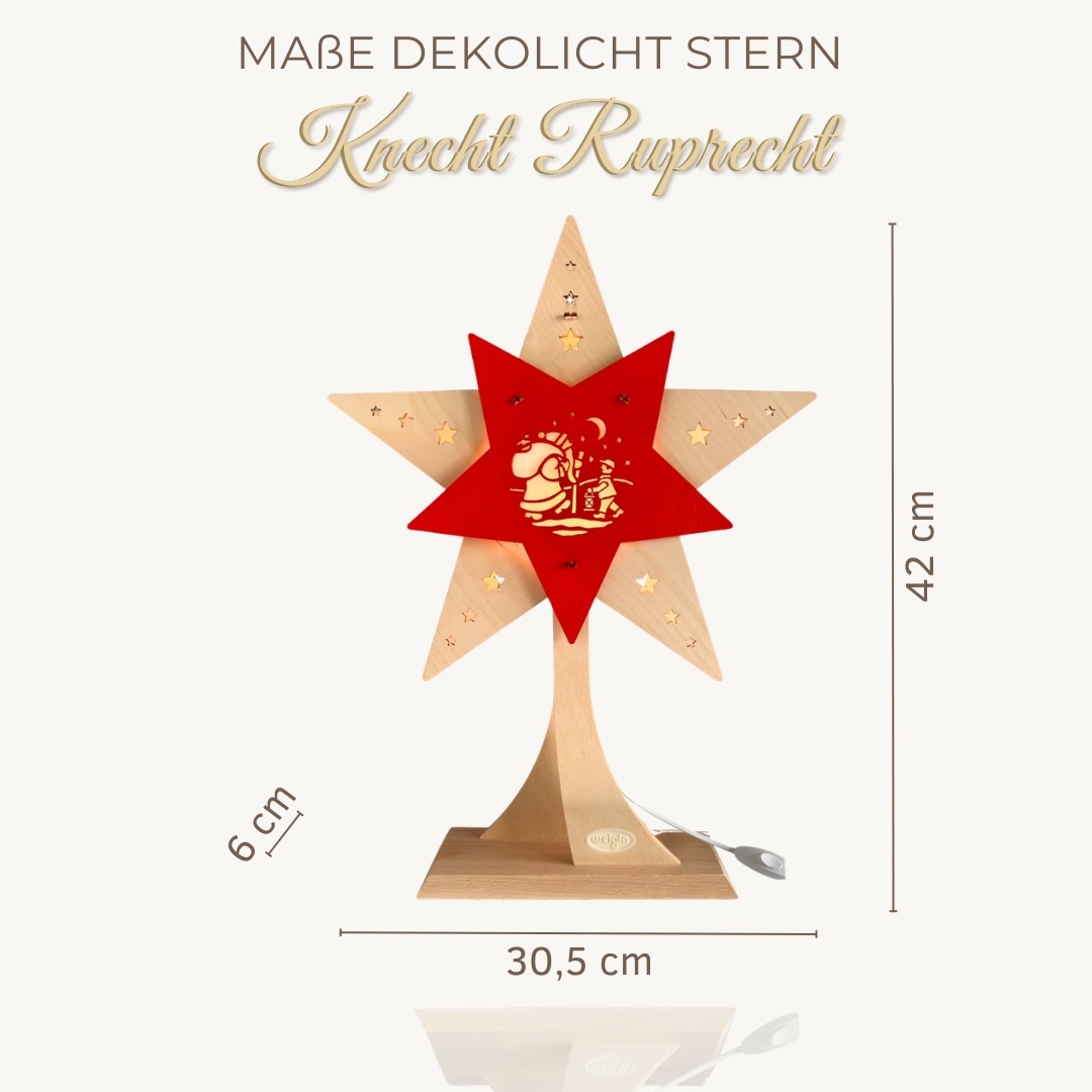Weigla Dekostern »LED Knecht Ruprecht, Dekoleuchte aus Holz, NATUR-ROT«