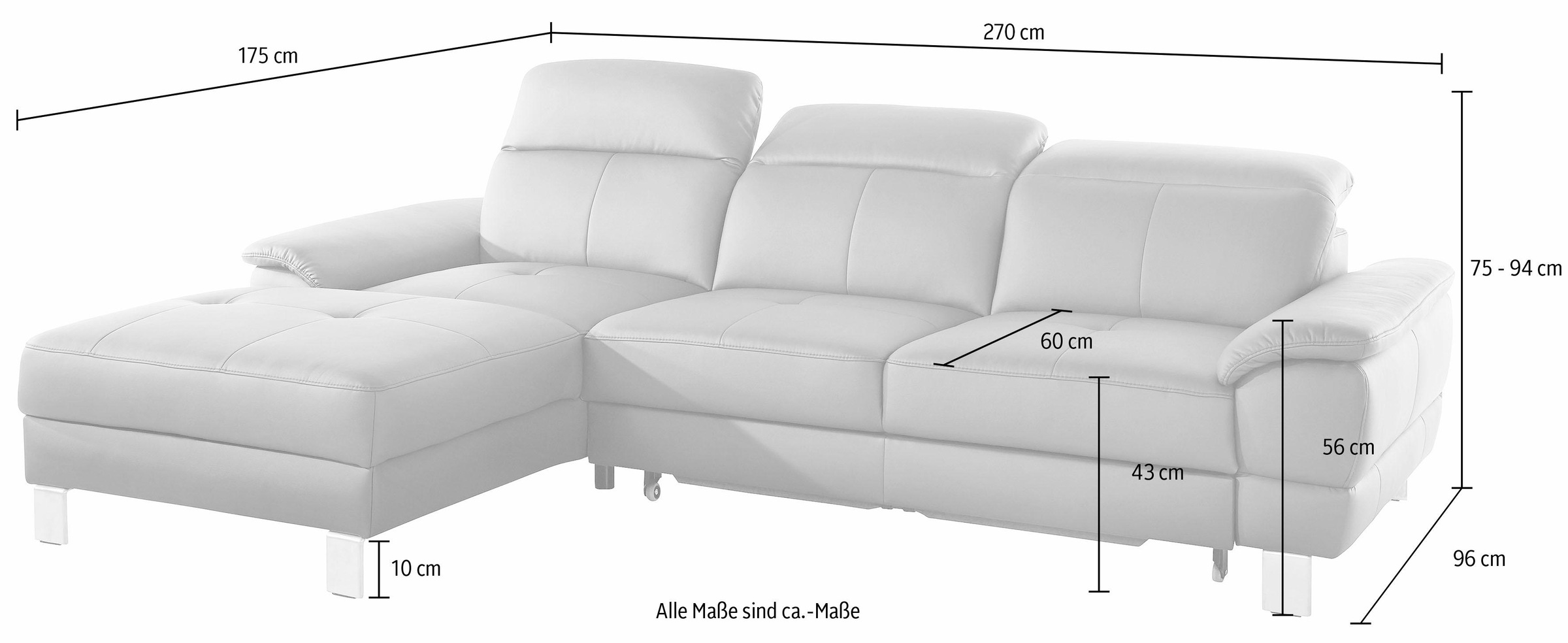 exxpo - sofa fashion Ecksofa »Mantua 2, inkl. Kopf- bzw. Rückenverstellung, bequem, L-Form«, wahlweise mit Bettfunktion und Bettkasten, tolle Verarbeitungsdetails