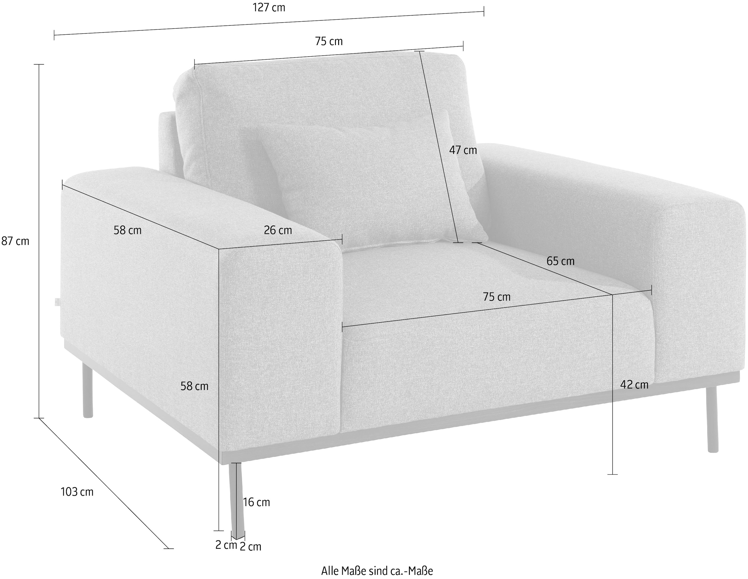 andas Loveseat »Mikael Sessel«, gebeizter Holzrahmen; passend zur Serie 'Mikael', incl. Zierkissen