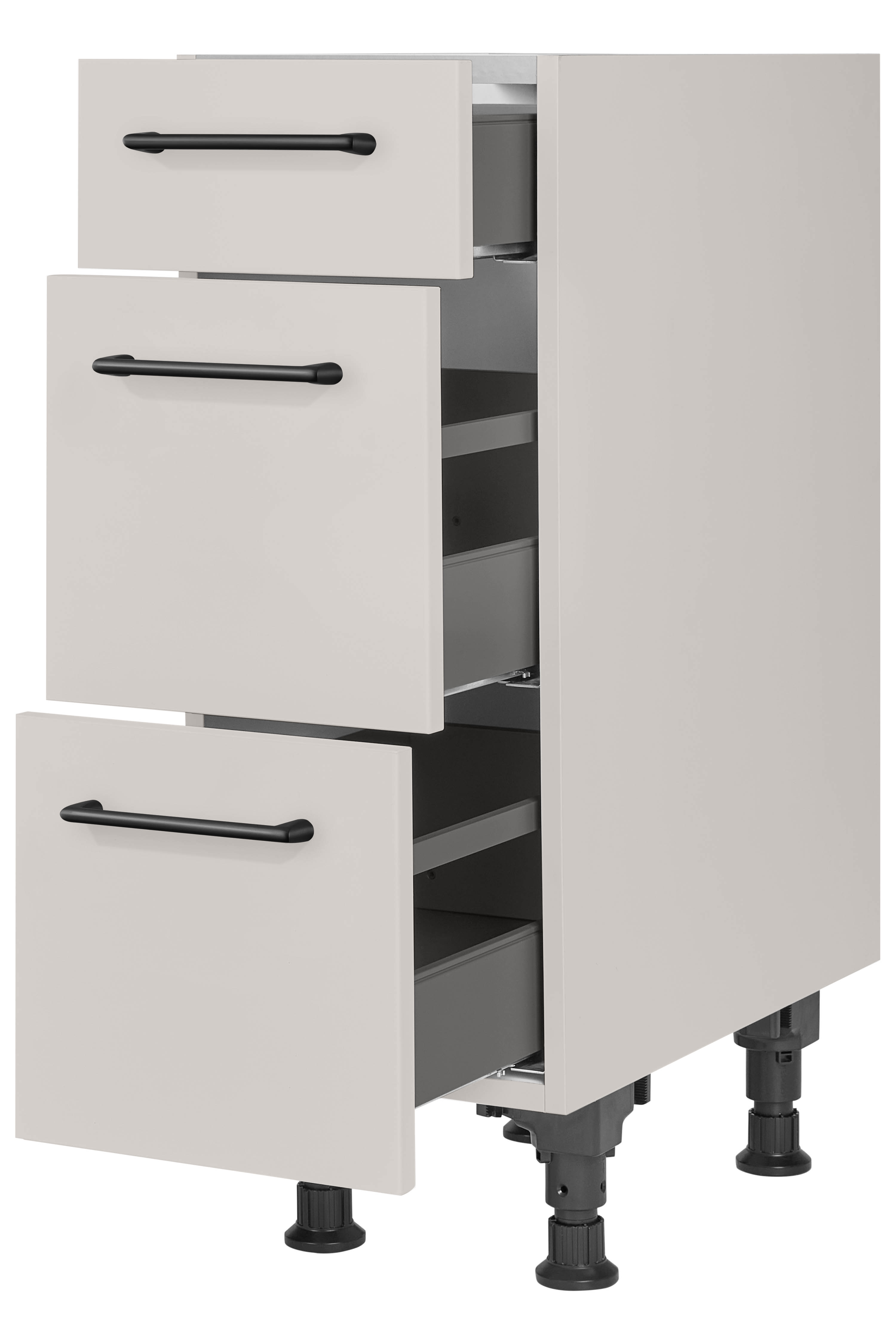 Preisvergleich für nobilia Unterschrank MIAMI, vormontiert, mit höhenverstellbaren Sockelfüßen, in den Breiten 30, 45, 60 und 90 cm, mit Schubkasten, BxHxT 30x58.3x87 cm, in der Farbe Grau
