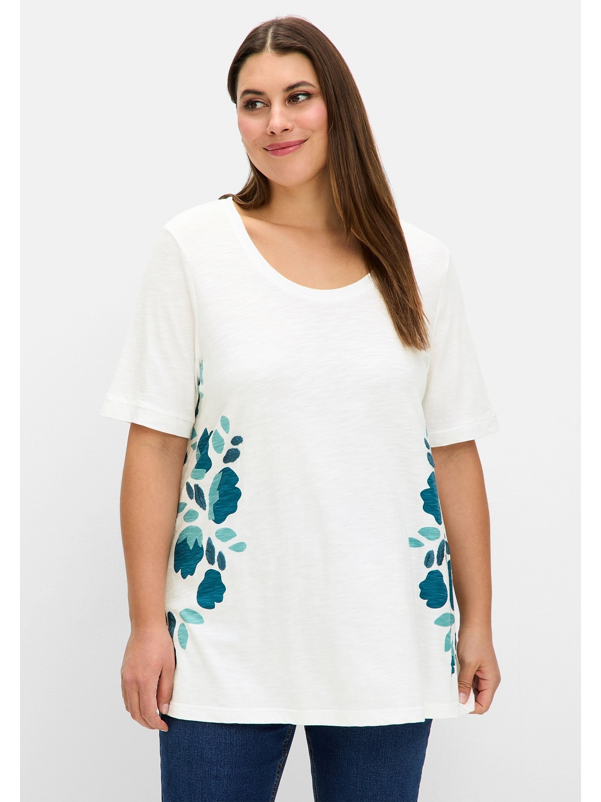 Sheego T-Shirt "Große Größen", mit Floral-Druck und Stickerei günstig online kaufen