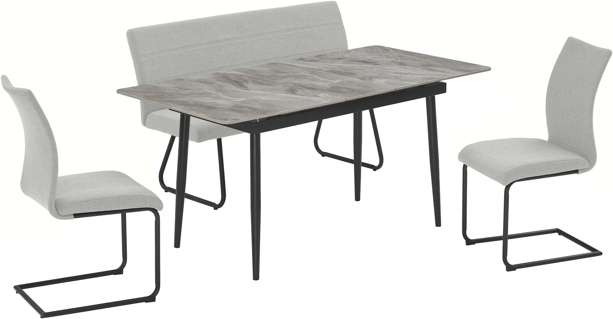 OTTO home Essgruppe "Stevian" Set, Ausziehbarer Esstisch + Bank + 2 Stühle, günstig online kaufen
