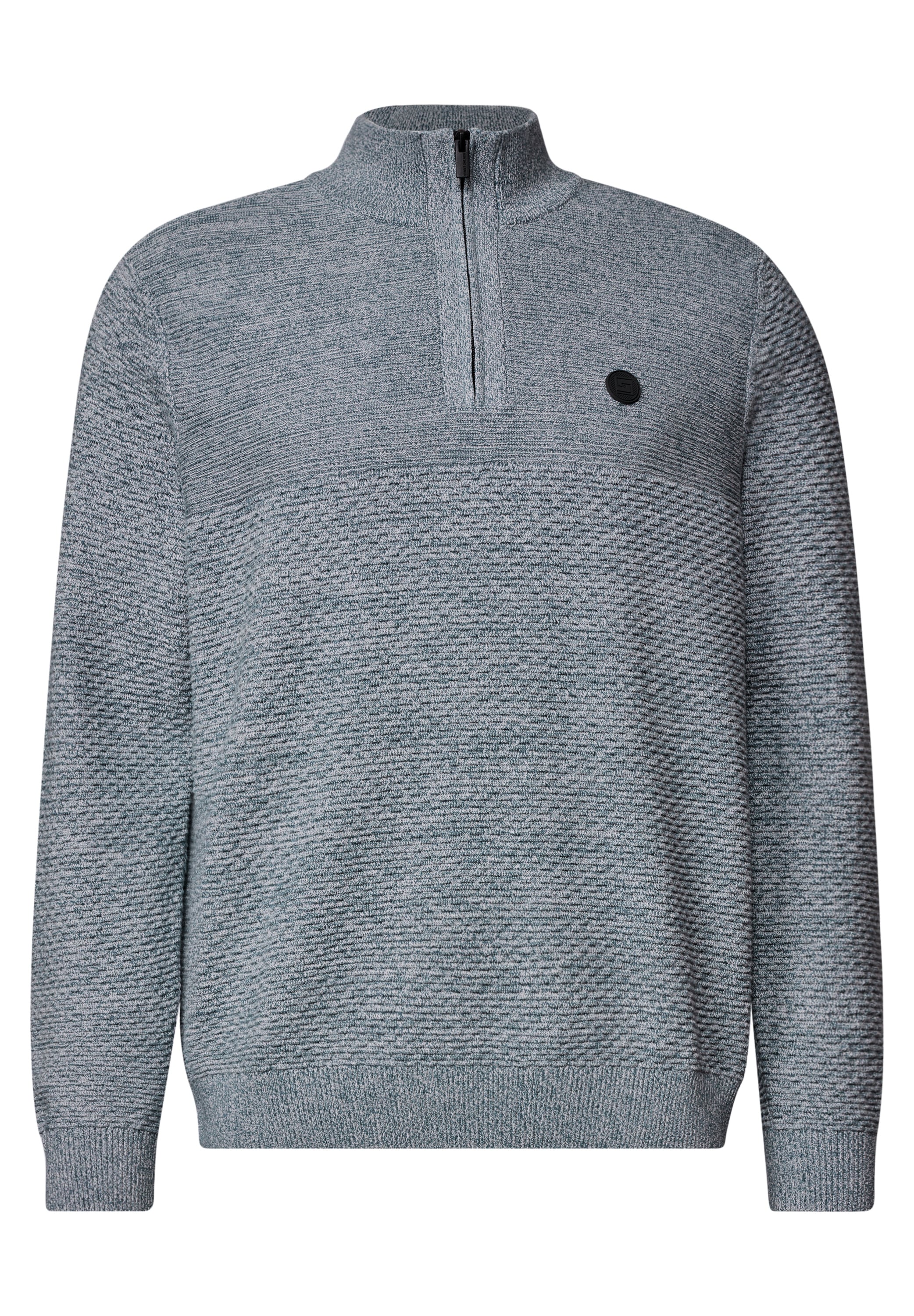 STREET ONE MEN Stehkragenpullover aus reiner Baumwolle