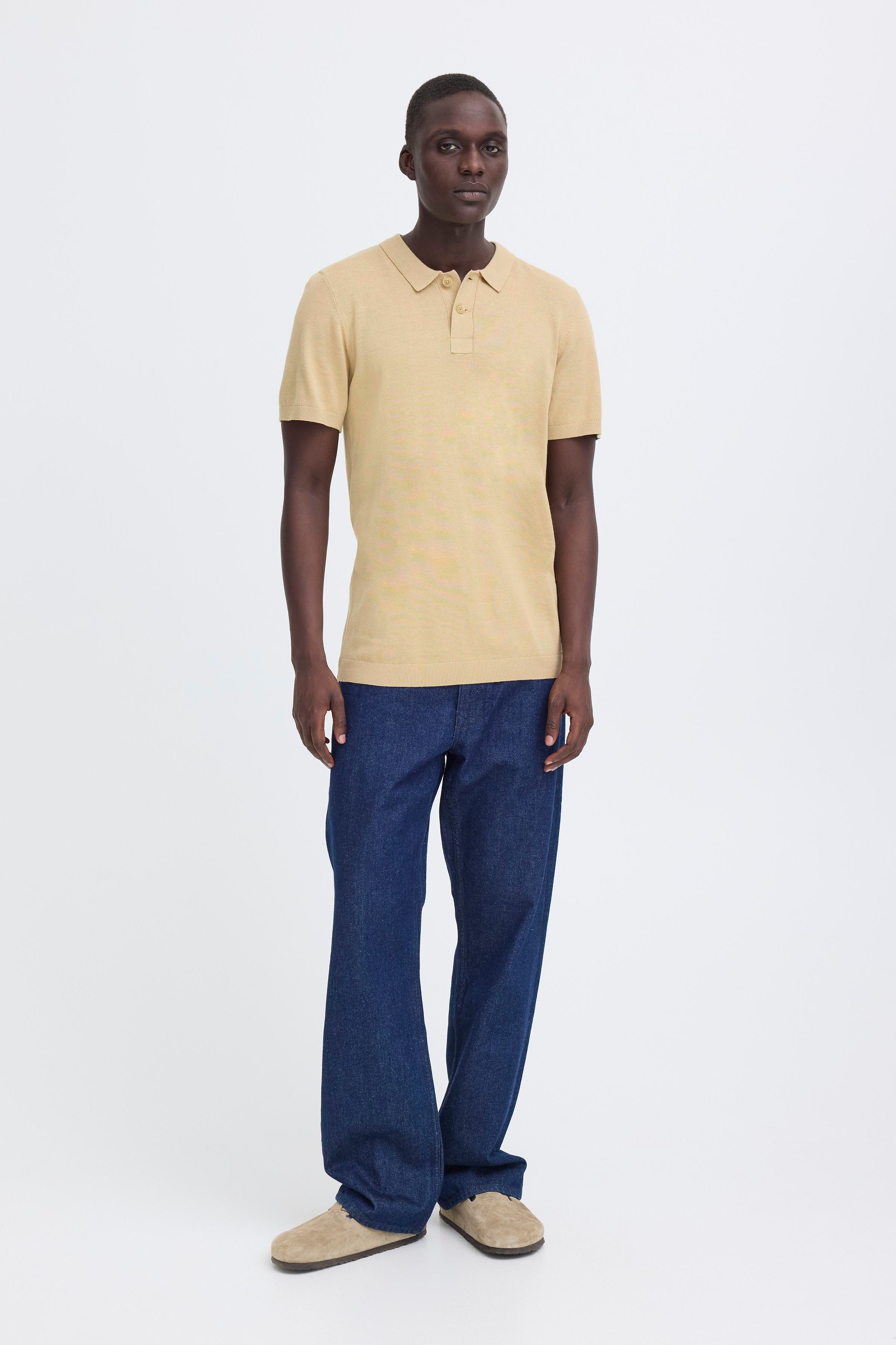 Poloshirt BLEND "BHBRAY KNIT POLO", Herren, Gr. XL, cornstalk, Strick, Obermaterial: 100% Baumwolle, unifarben, regular fit, Shirts 2