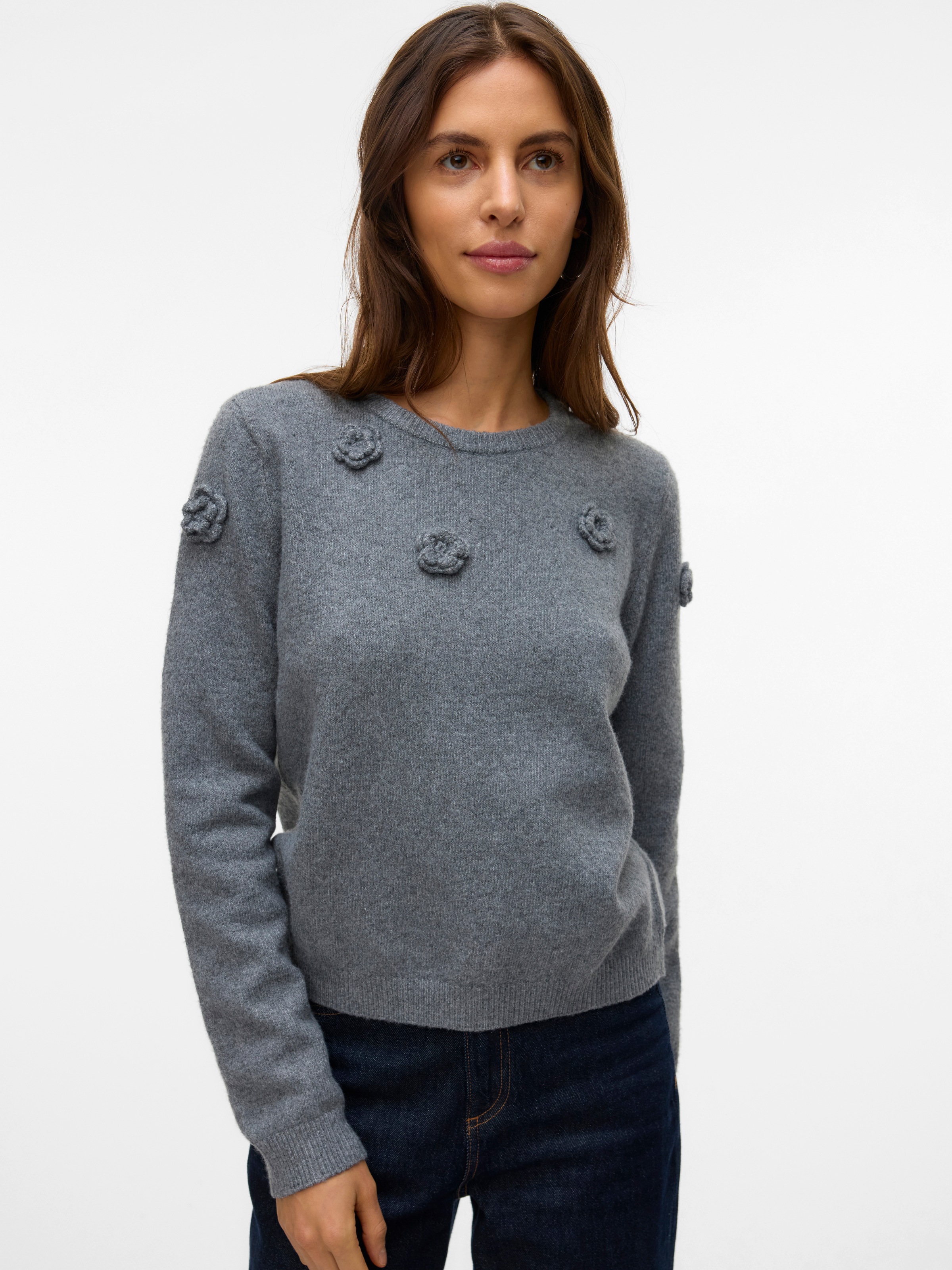 Vero Moda Rundhalspullover "VMROSE LS O-NECK PULLOVER BOO" günstig online kaufen
