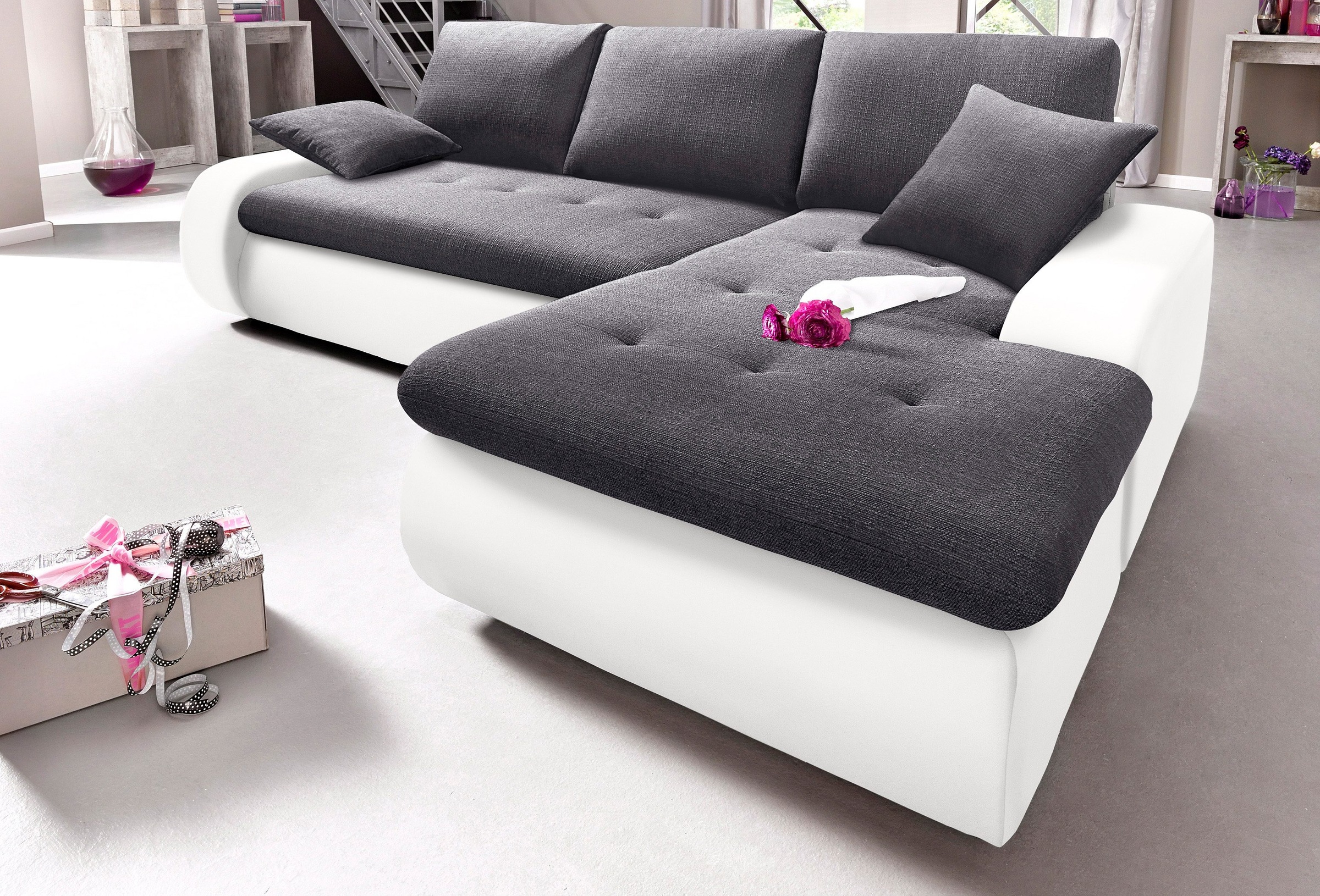 TRENDMANUFAKTUR Ecksofa »Indie, modern und bequem, Materialmix, OTTOs Choice, L-Form«, wahlweise XL oder XXL