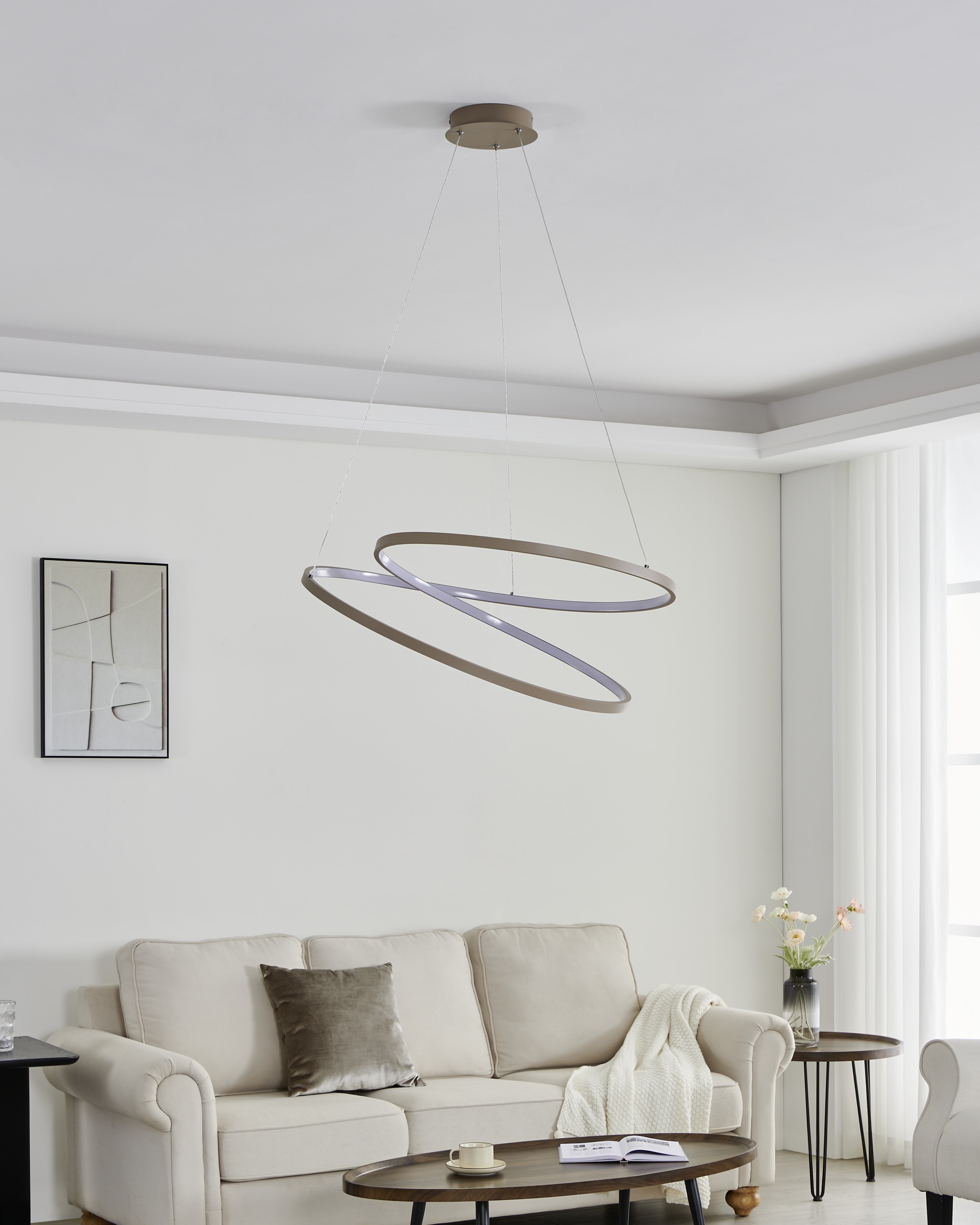 EGLO Hängeleuchte »RUOTALE Pendellampe - Alu, Stahl - LED - 42W - IP20« LED-Modul 1 Stk. Warmweiß Hängelampe, Deckenlampe, Wohnzimmer, Esszimmer, H150 x Ø70 cm