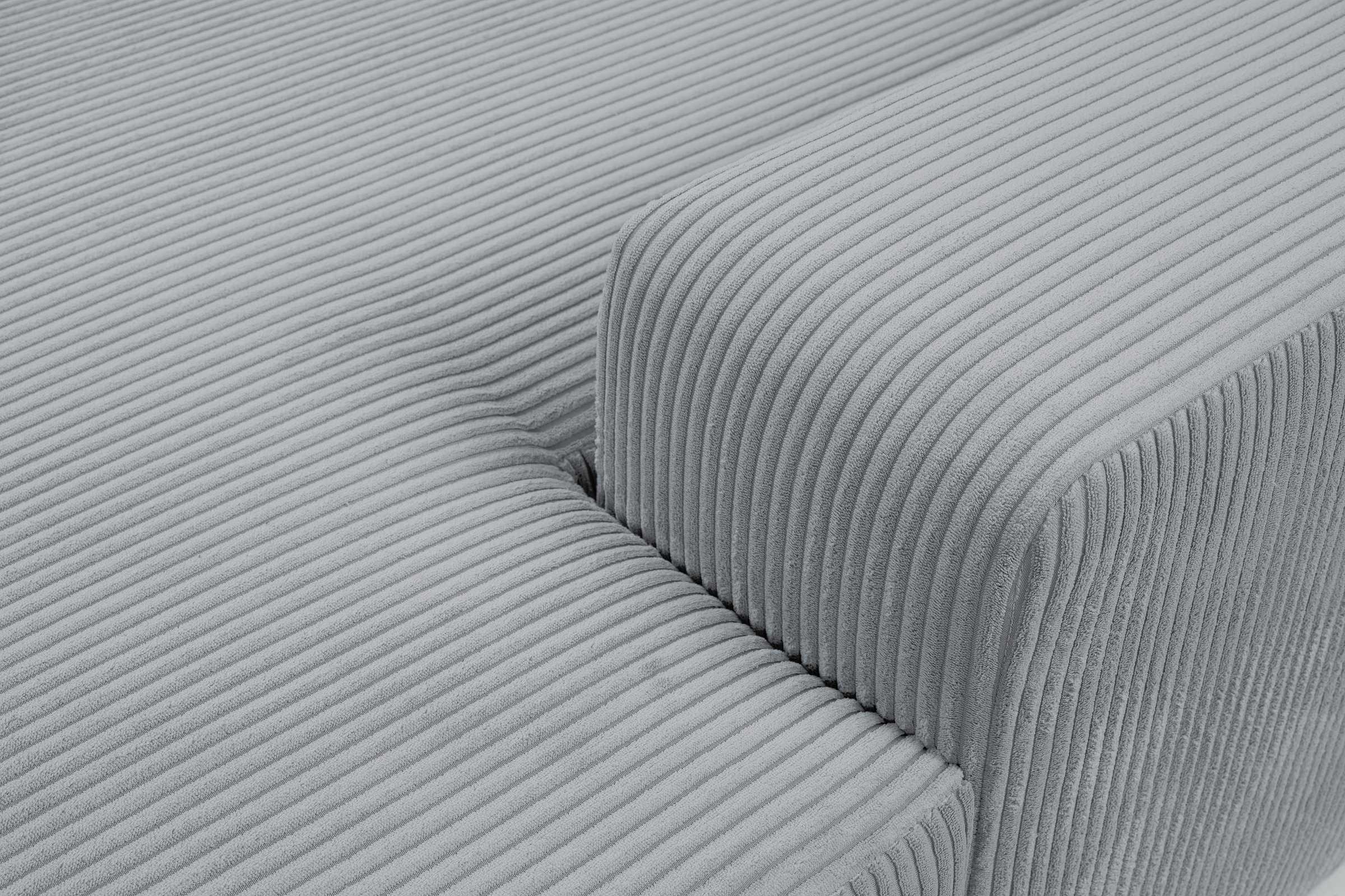 WERK2 Wohnlandschaft »Rotterdam-U, U-Form, in kuschelweichem Cord oder Breitcord«, Design Sofa mit Schlaffunktion & Bettkasten, Cord, Grau