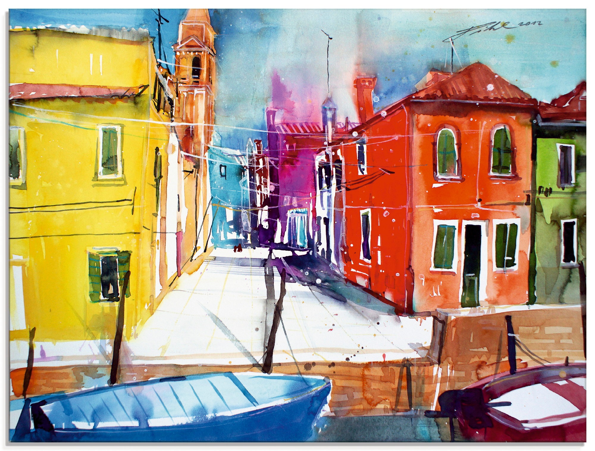 Artland Glasbild "Venedig, Burano, Fondamenta del Pizzo", Italien, (1 St.), in verschiedenen Größen