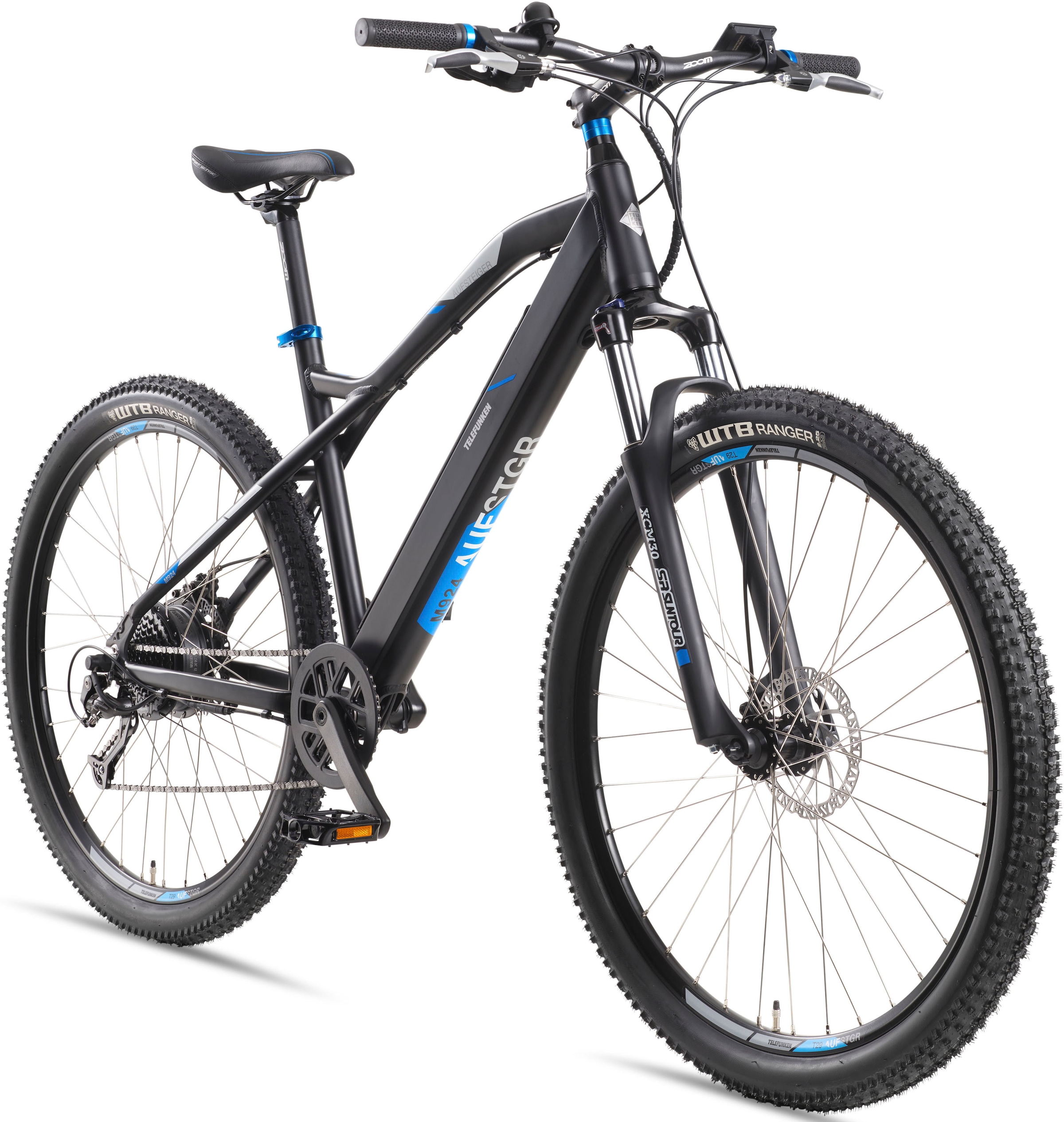 Telefunken E-Bike »M924«, 9 Gang, Shimano, Altus, Heckmotor 250 W, (36 V 504 Wh Akku-ca. 100 km Reichweite-Geländebike off road), Mountainbike MTB Elektrofahrrad, Pedelec, Damen Herren, 27,5 / 29 Zoll