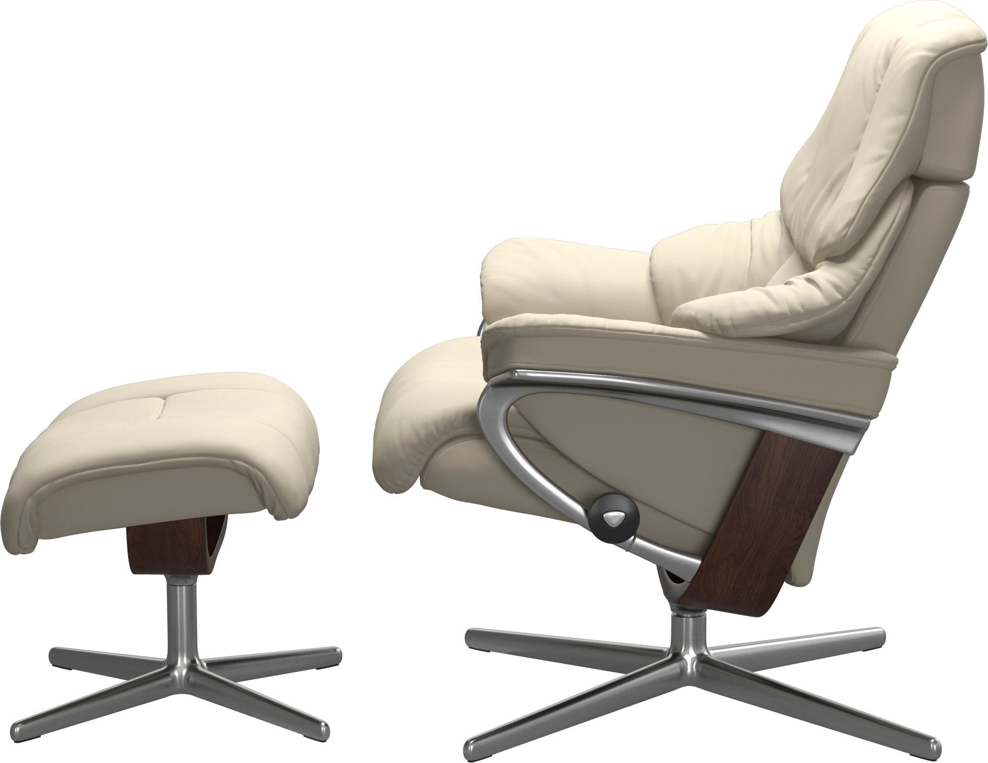 Stressless® Relaxsessel »Reno«, (Set, Relaxsessel mit Hocker), mit Hocker, mit Cross Base, Größe S, M & L, Holzakzent Braun