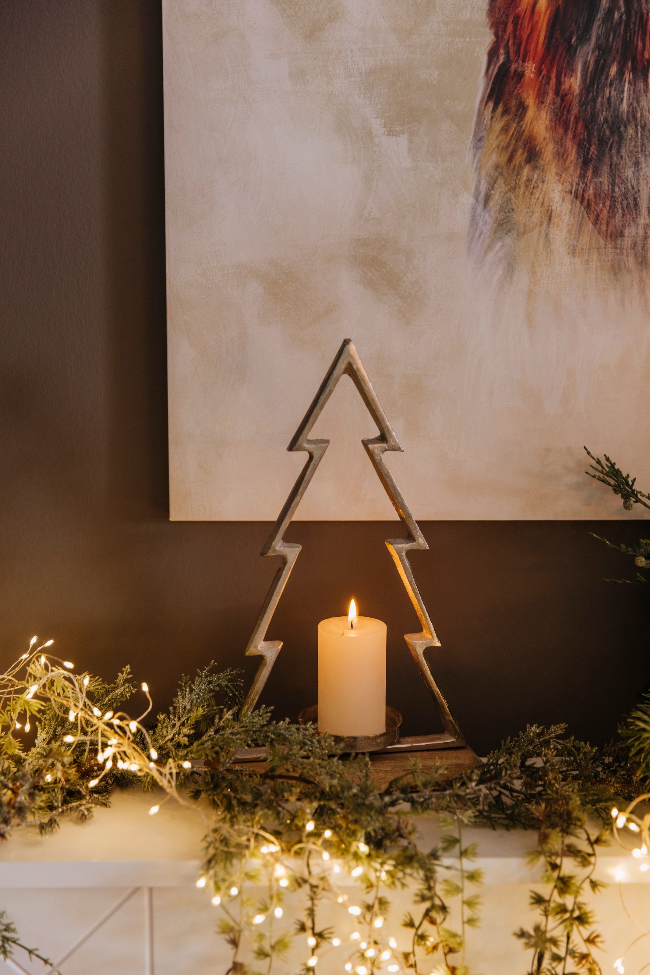 Creativ deco Teelichthalter "Weihnachtsdeko" auf hochwertiger Mangoholzplat günstig online kaufen