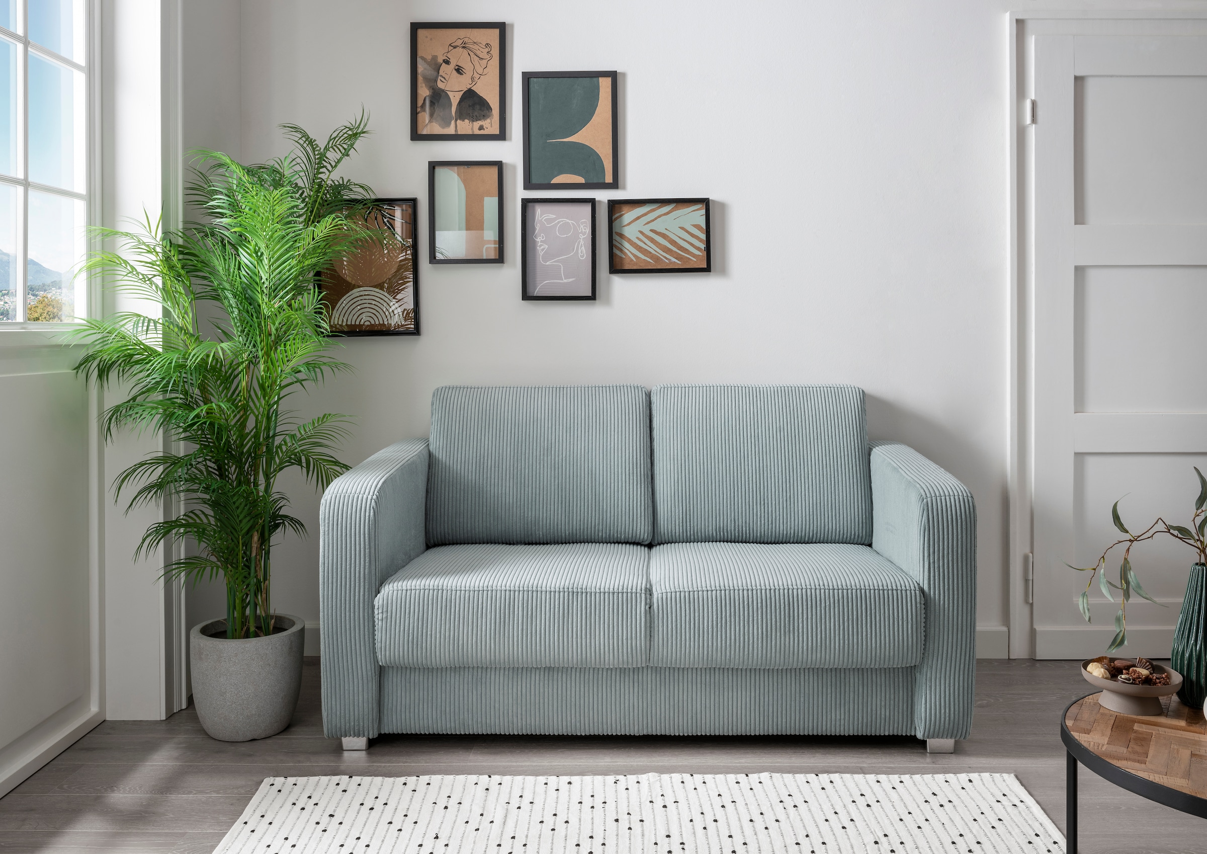 Home affaire Schlafsofa "MIA modern und bequem, schmale Armlehnen, Einzelauszug" zwei verschiedene Fußfarben wählbar