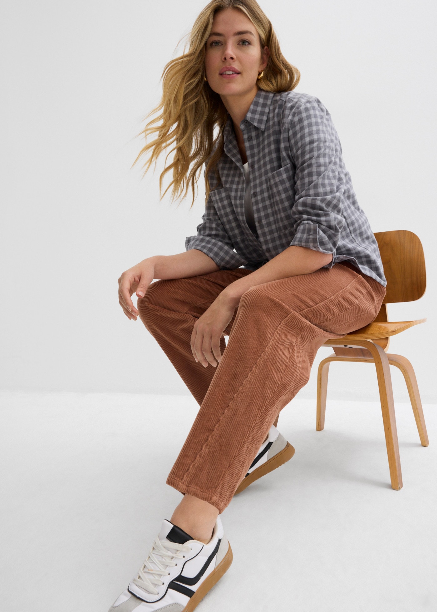 bonprix Cordhose  in 7/8-Länge, mit elastischem Bund, Loose Fit