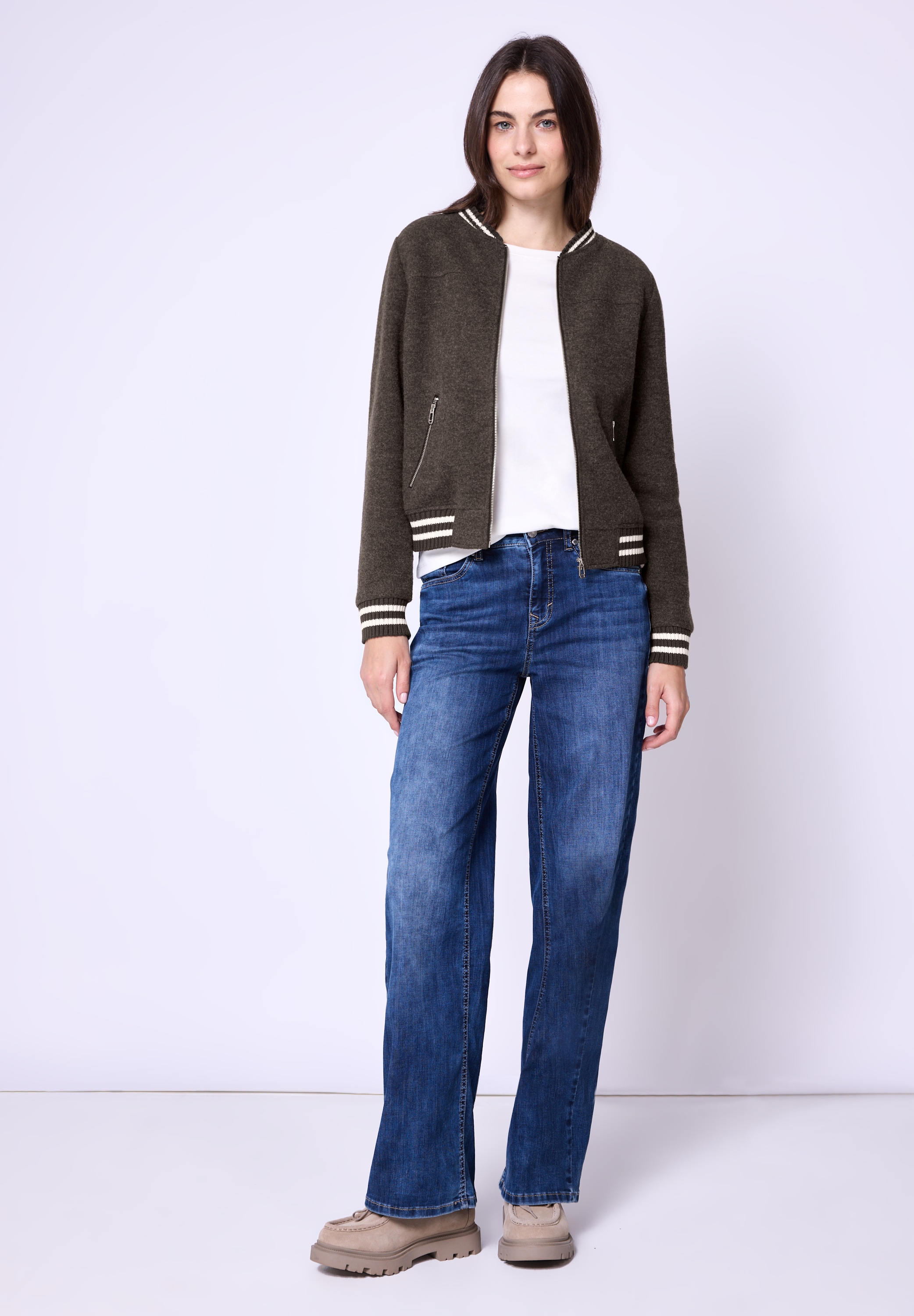 STREET ONE STUDIO Blouson ohne Kapuze Rundhalsausschnitt