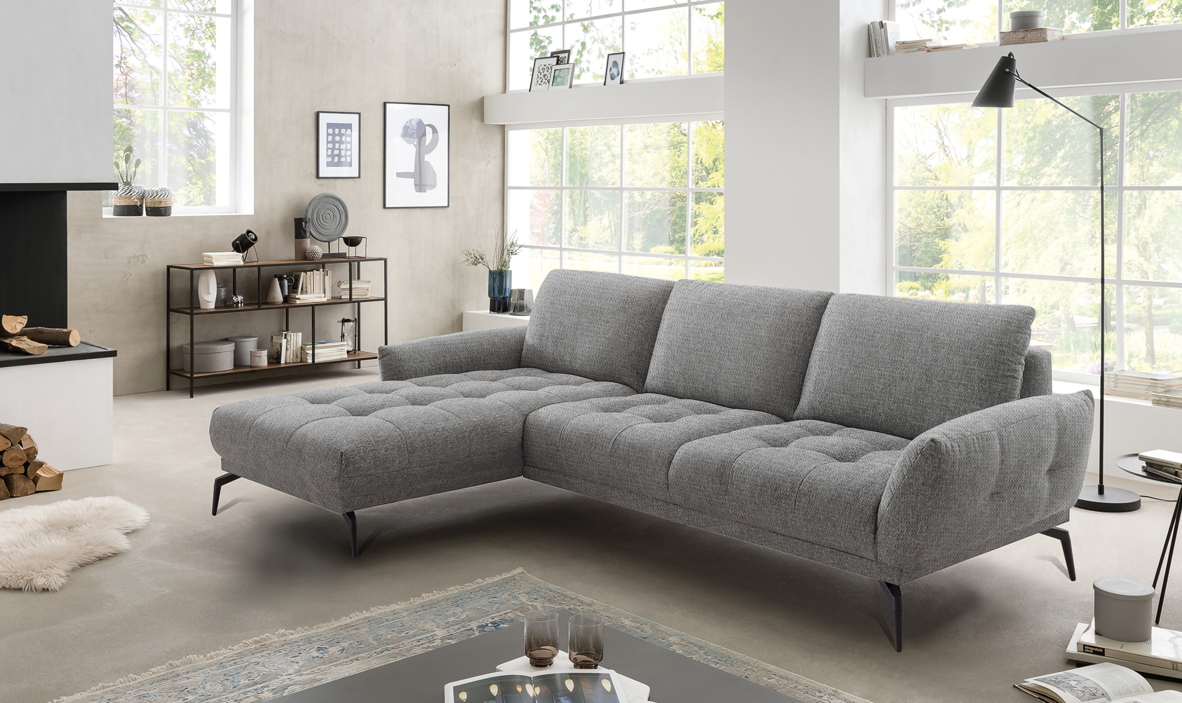 exxpo - sofa fashion Ecksofa »NICEA erstklassiger Sitzkomfort, OTTOs Choice, L-Form, bodenfrei«, In hochwertiger Verarbeitung und ergonomische Sitzposition