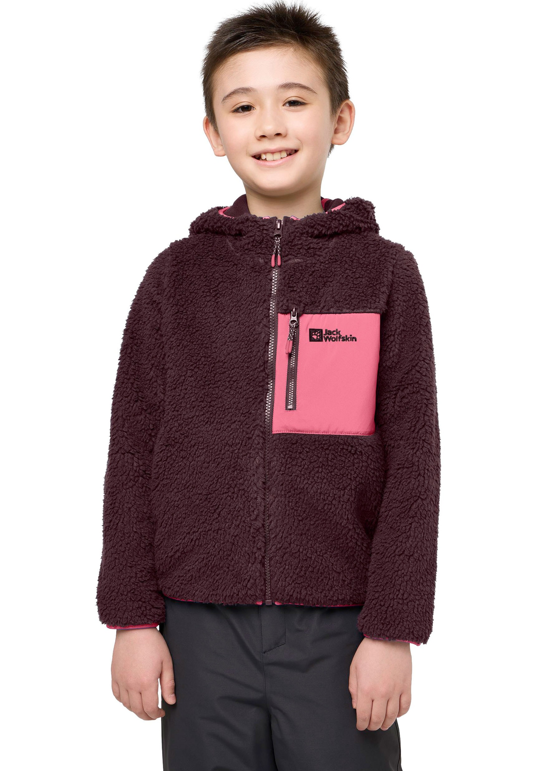 Jack Wolfskin Fleecejacke »ICE CURL HOOD JACKET für Kinder«, mit Kapuze