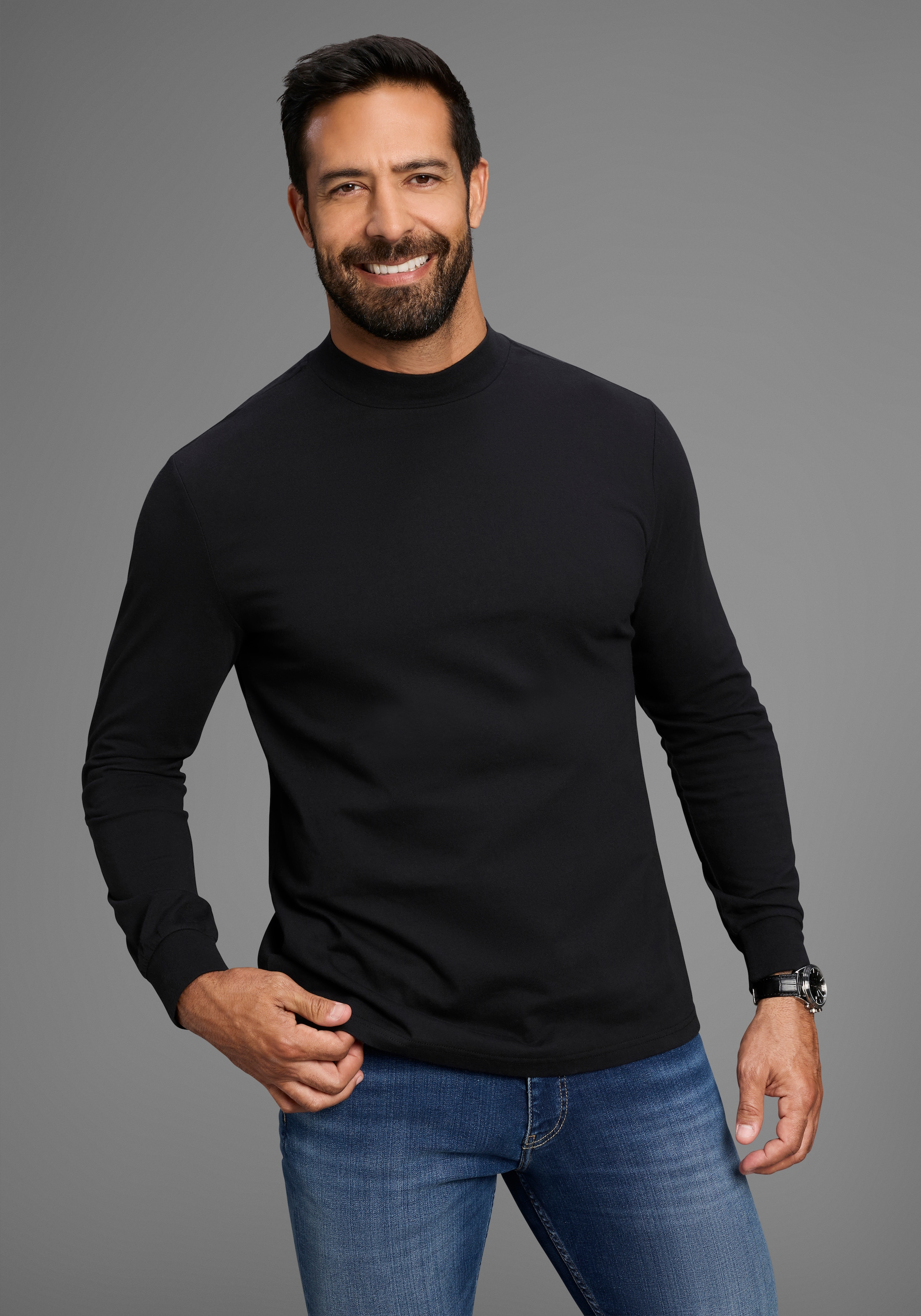 Mans World Stehkragenshirt "Neue Kollektion", mit Bündchen günstig online kaufen